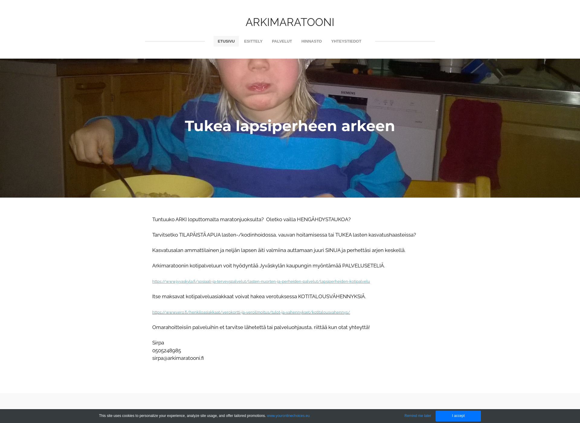 Skärmdump för arkimaratooni.fi