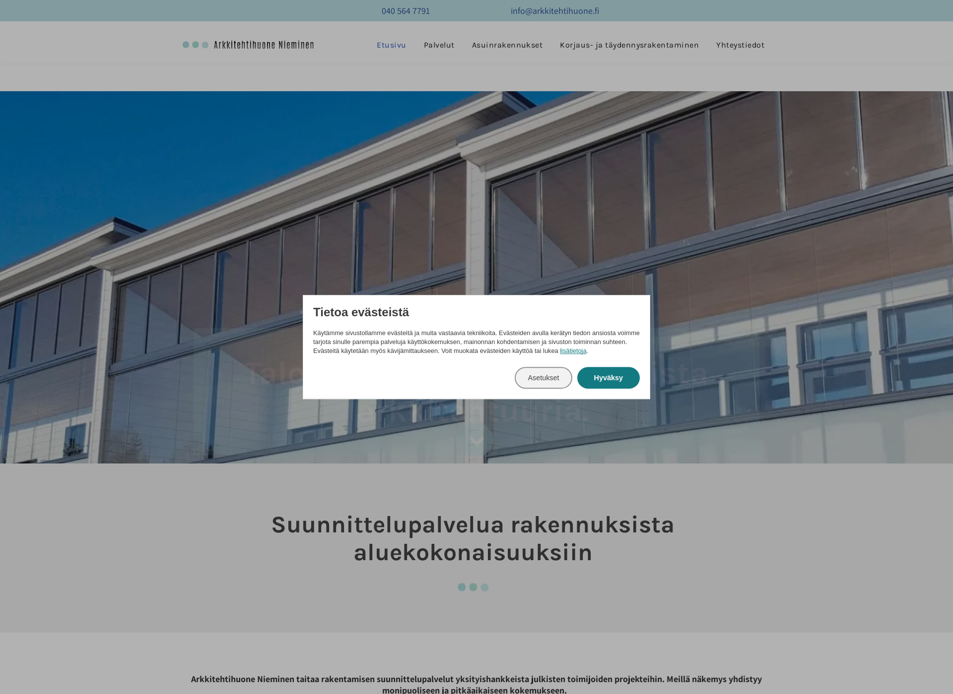 Skärmdump för arkkitehtihuone.fi