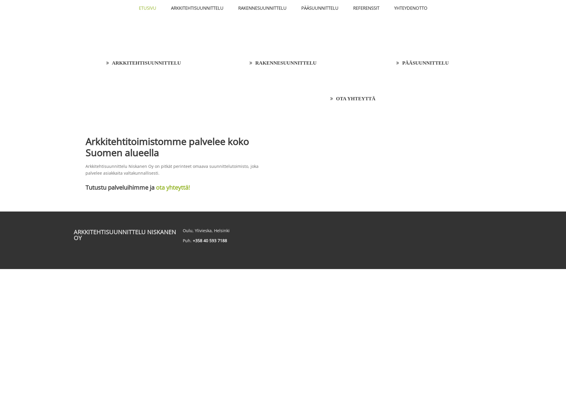 Skärmdump för arkkitehtisuunnittelut.fi