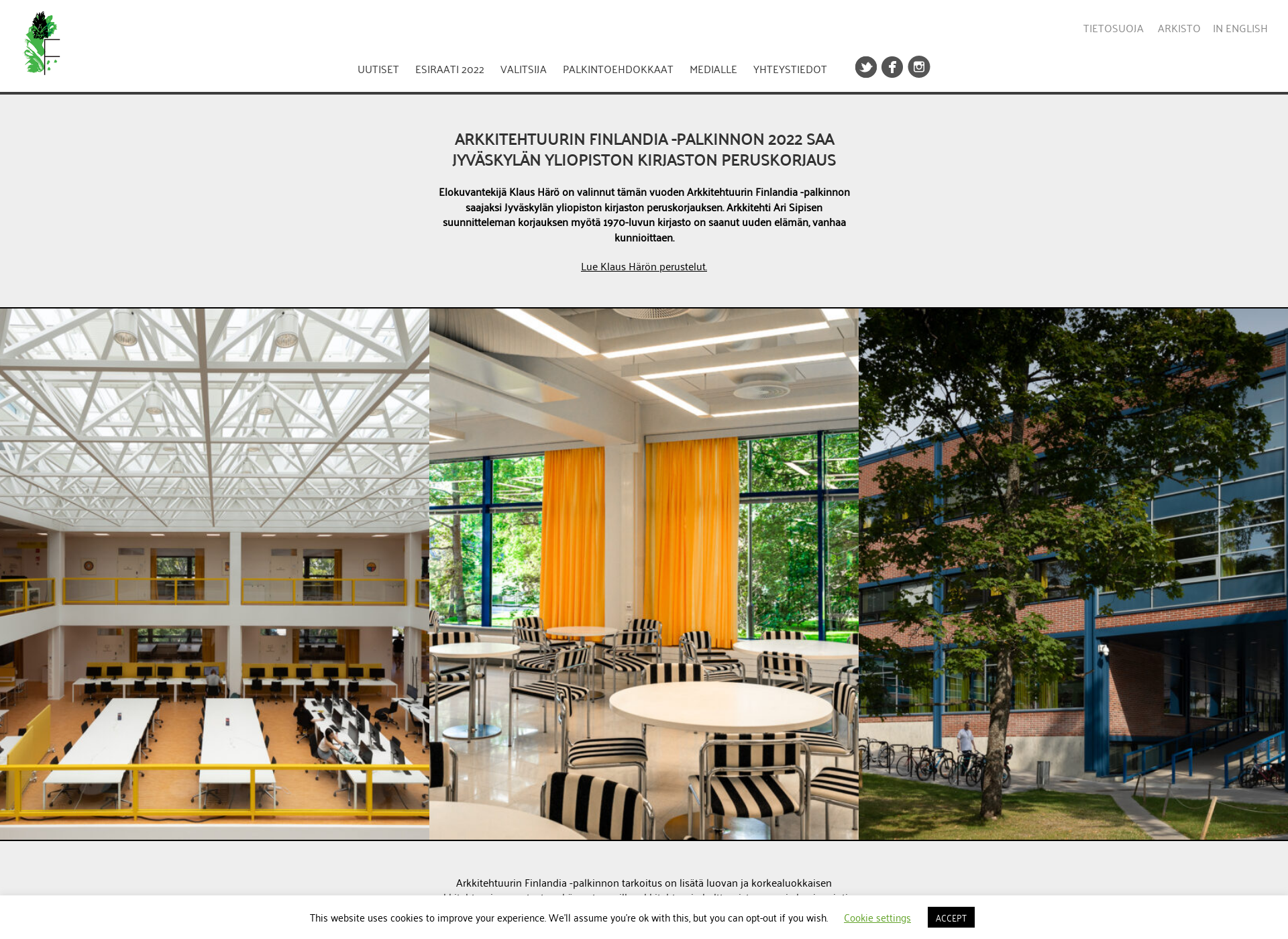 Screenshot for arkkitehtuurinfinlandia.fi