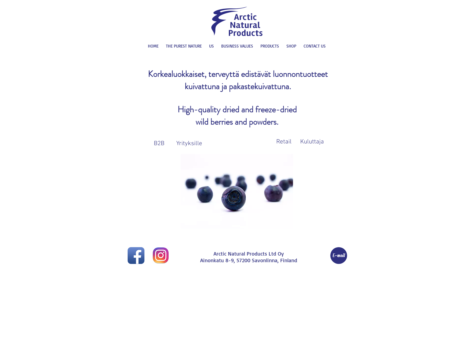 Screenshot for arktisetluonnontuotteet.fi