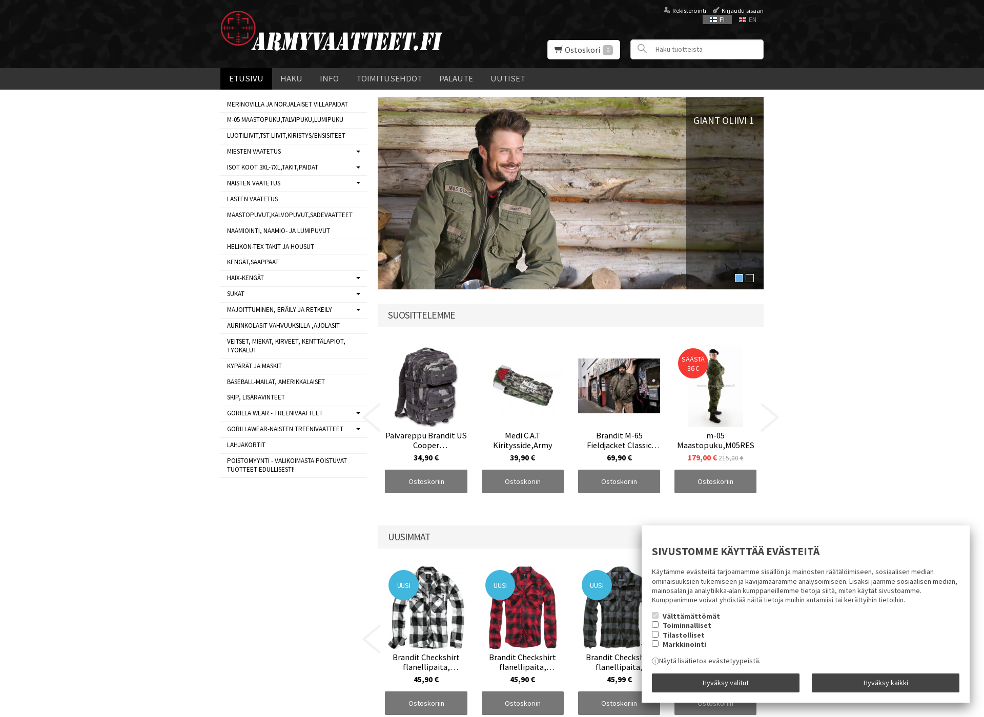 Screenshot for armyvaatteet.fi