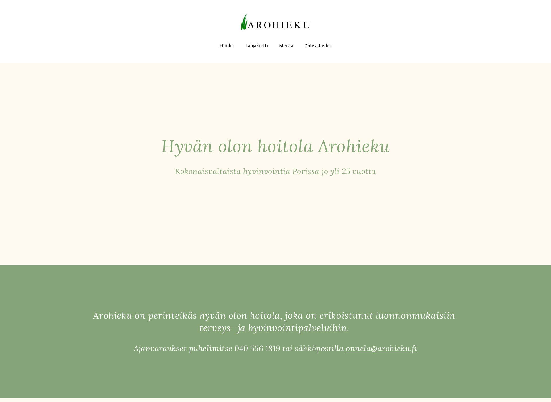 Skärmdump för arohieku.fi