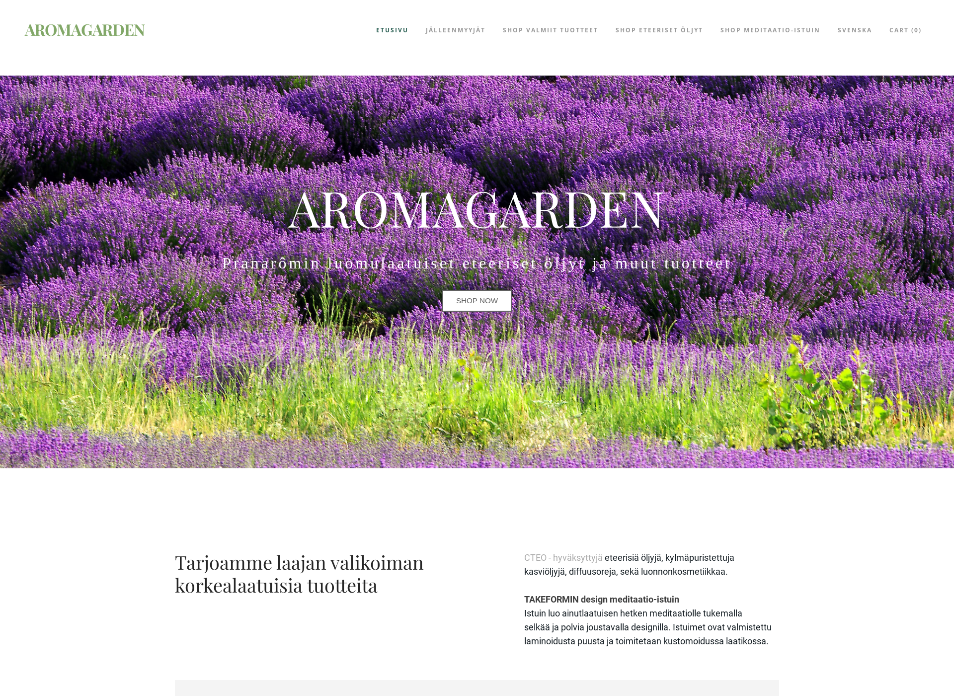 Skärmdump för aromagarden.fi