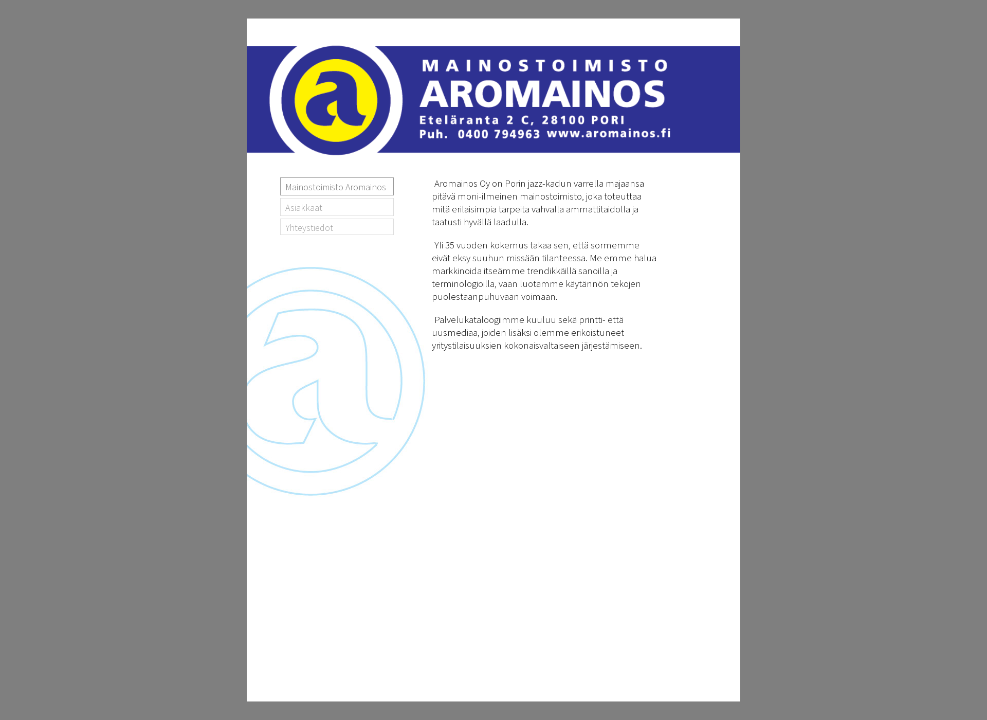 Skärmdump för aromainos.fi