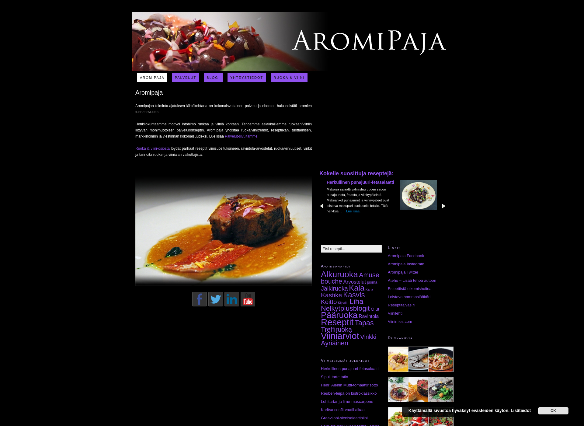 Skärmdump för aromipaja.fi