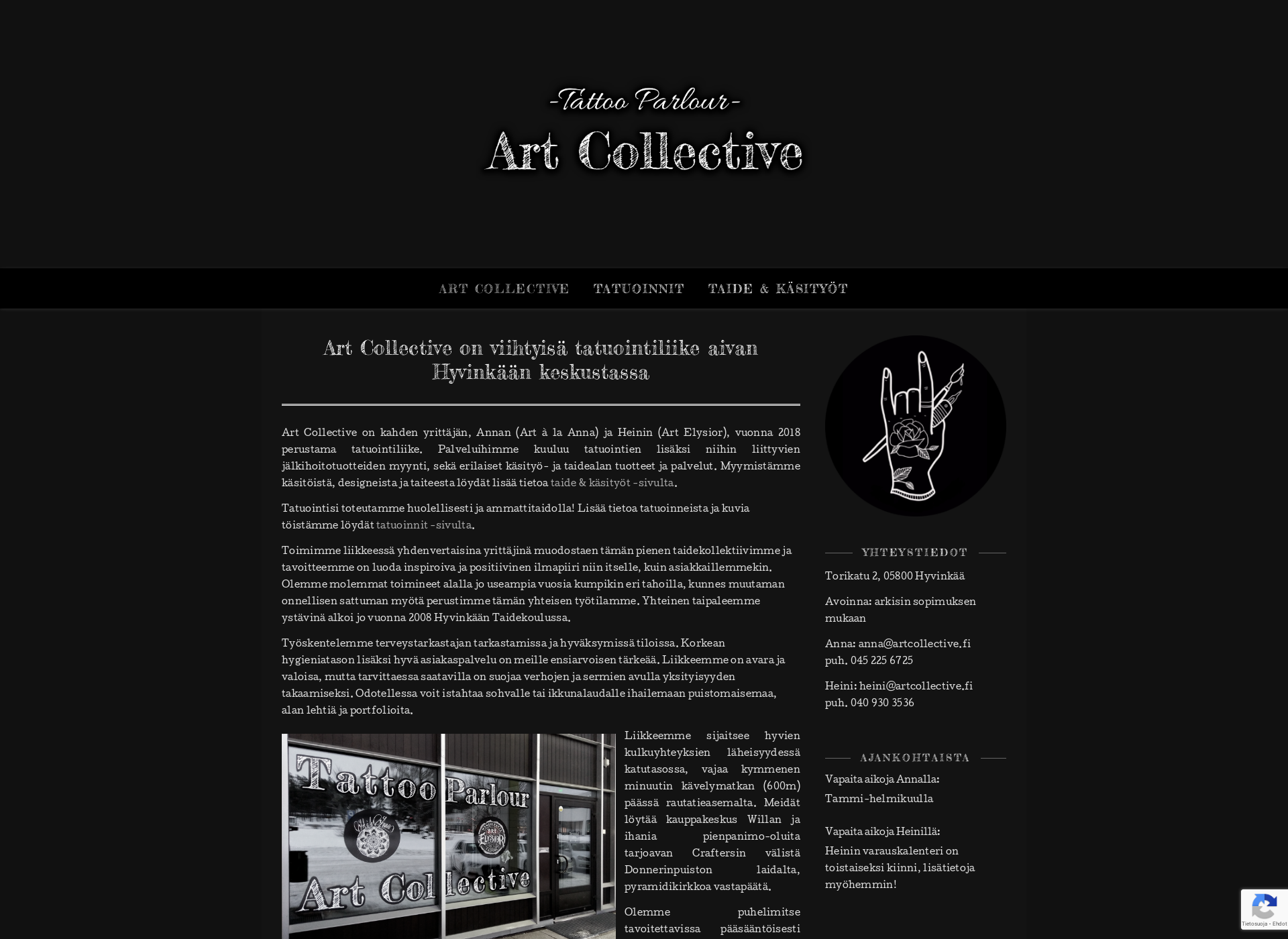 Skärmdump för artcollective.fi