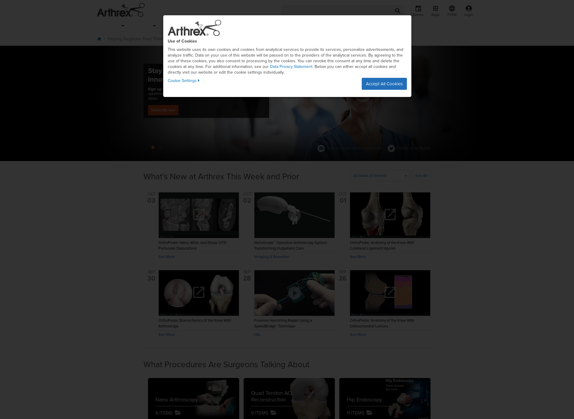 Screenshot for arthrex.com