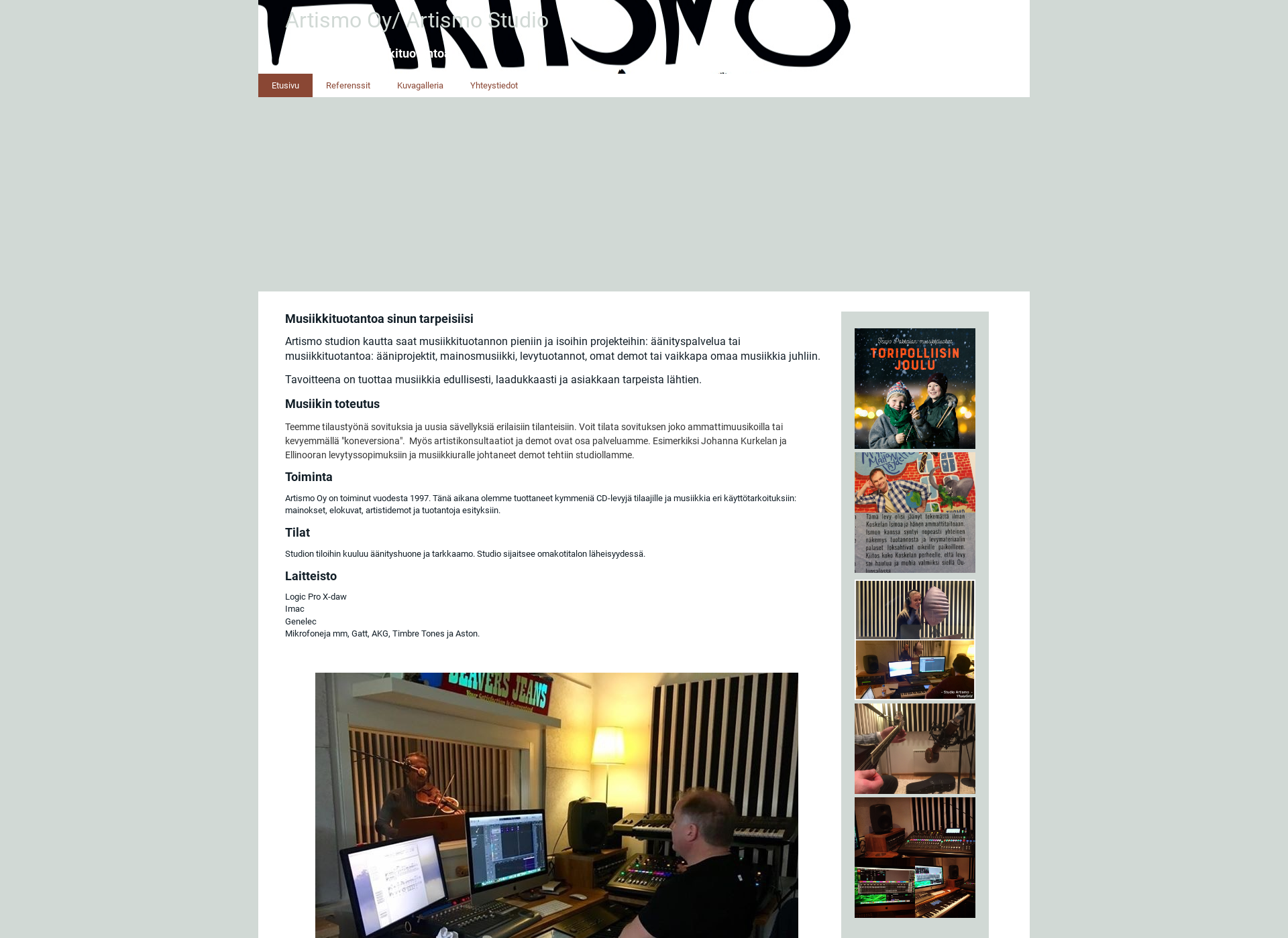 Skärmdump för artismo.fi