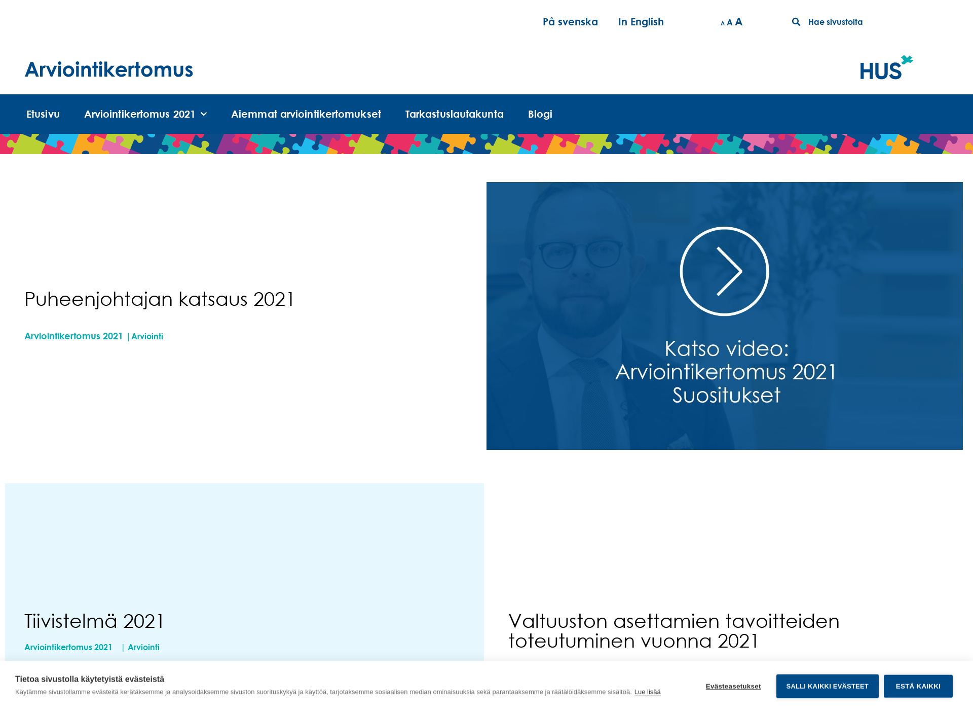 Screenshot for arviointikertomushus.fi
