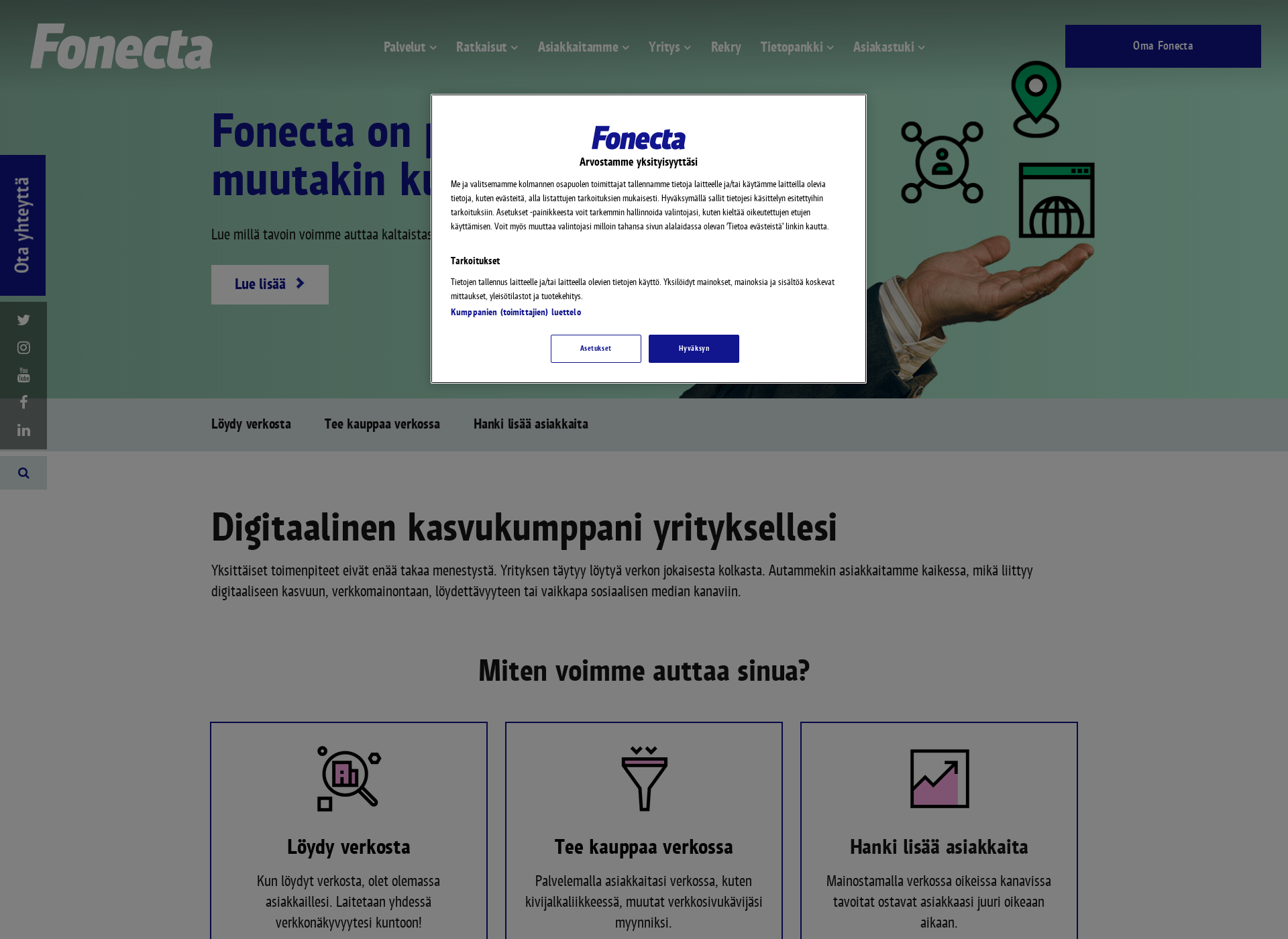 Skärmdump för arvokasasiakas.fi