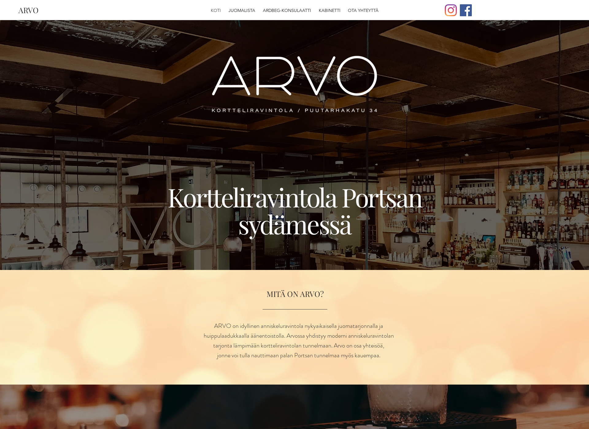 Skärmdump för arvoravintola.fi