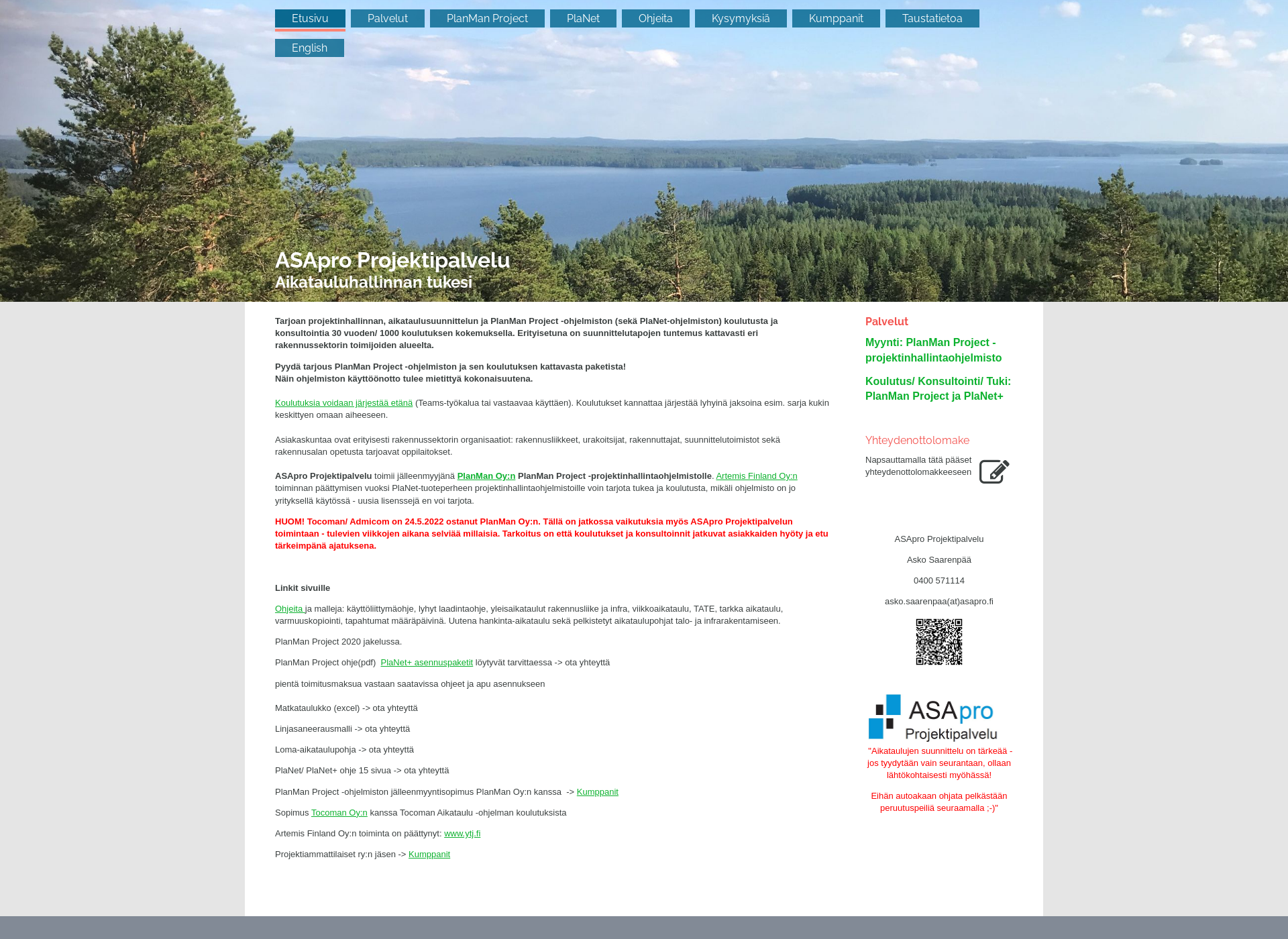Skärmdump för asapro.fi