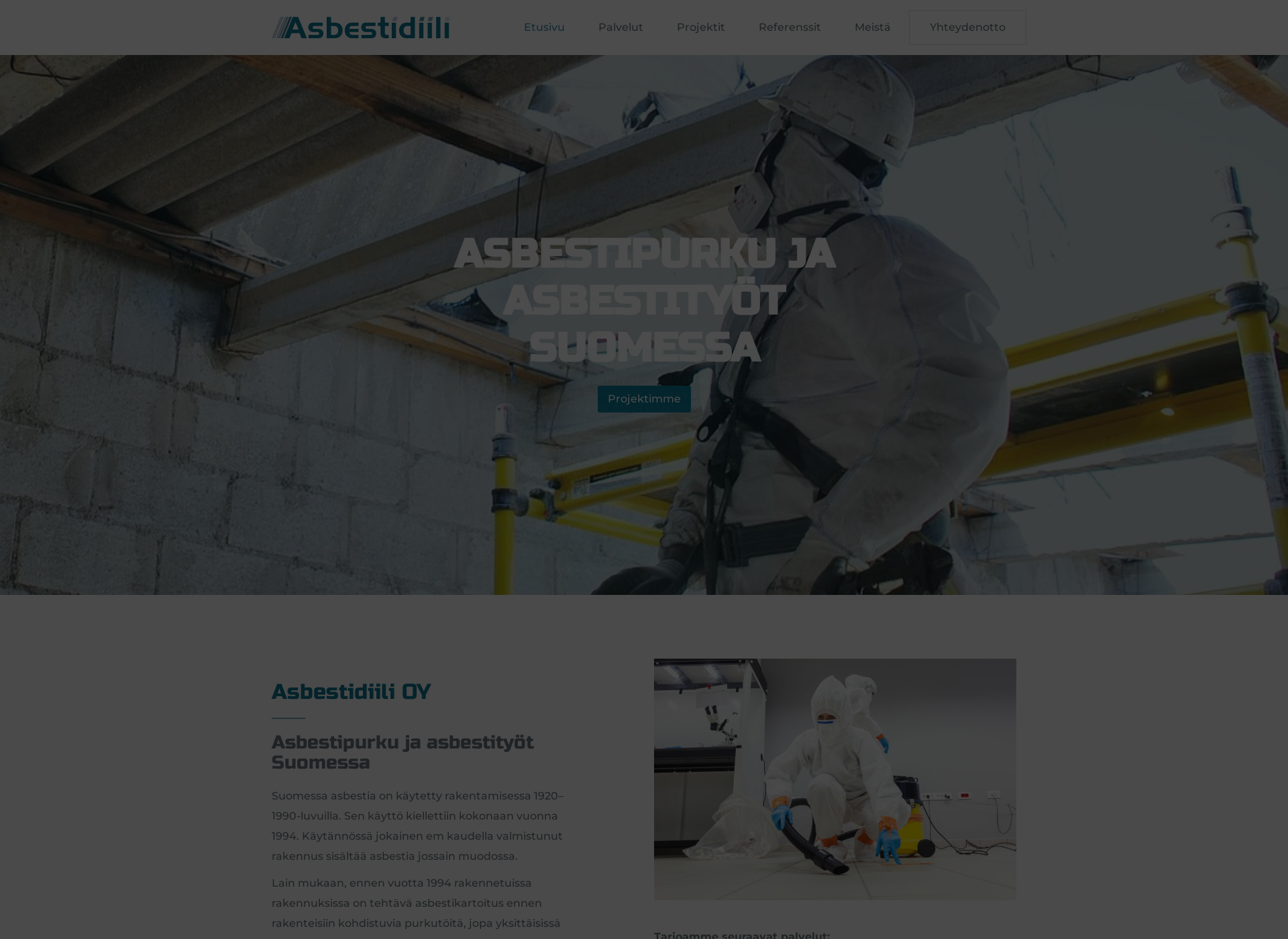 Skärmdump för asbestidiili.fi