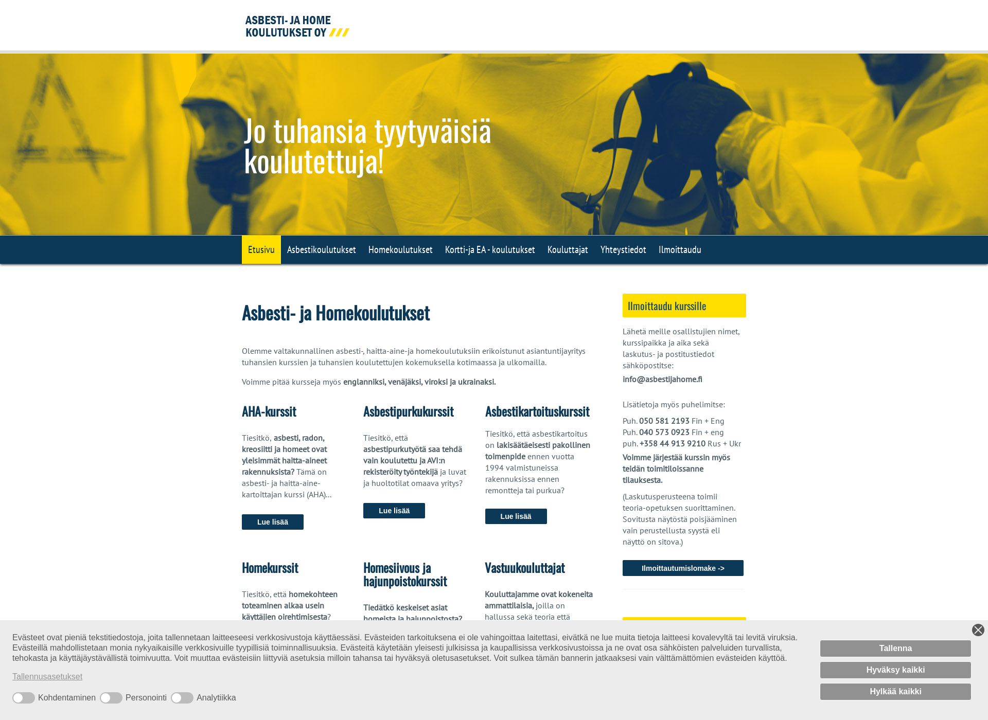 Skärmdump för asbestijahome.fi