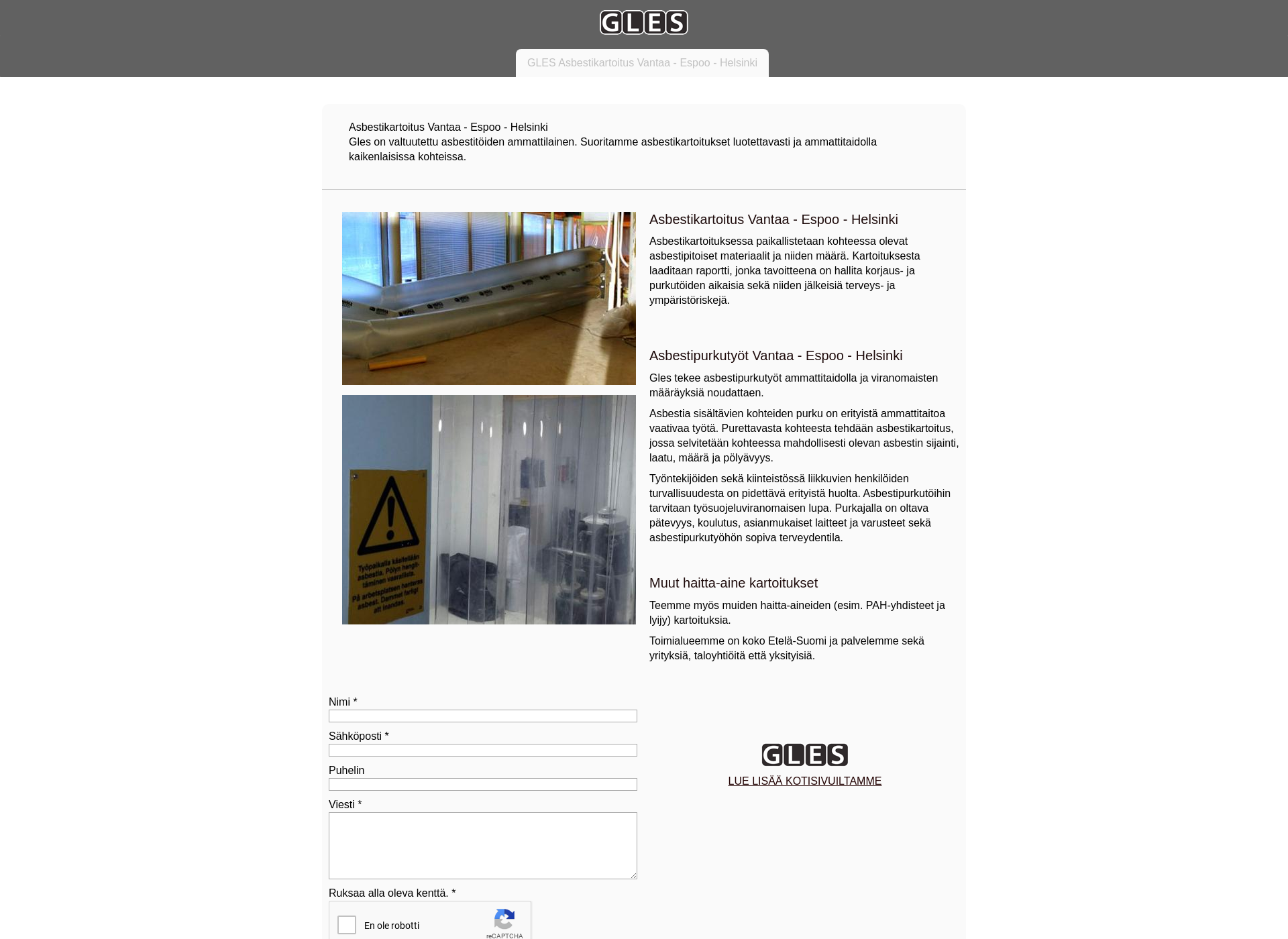 Screenshot for asbestikartoitus-vantaa.fi