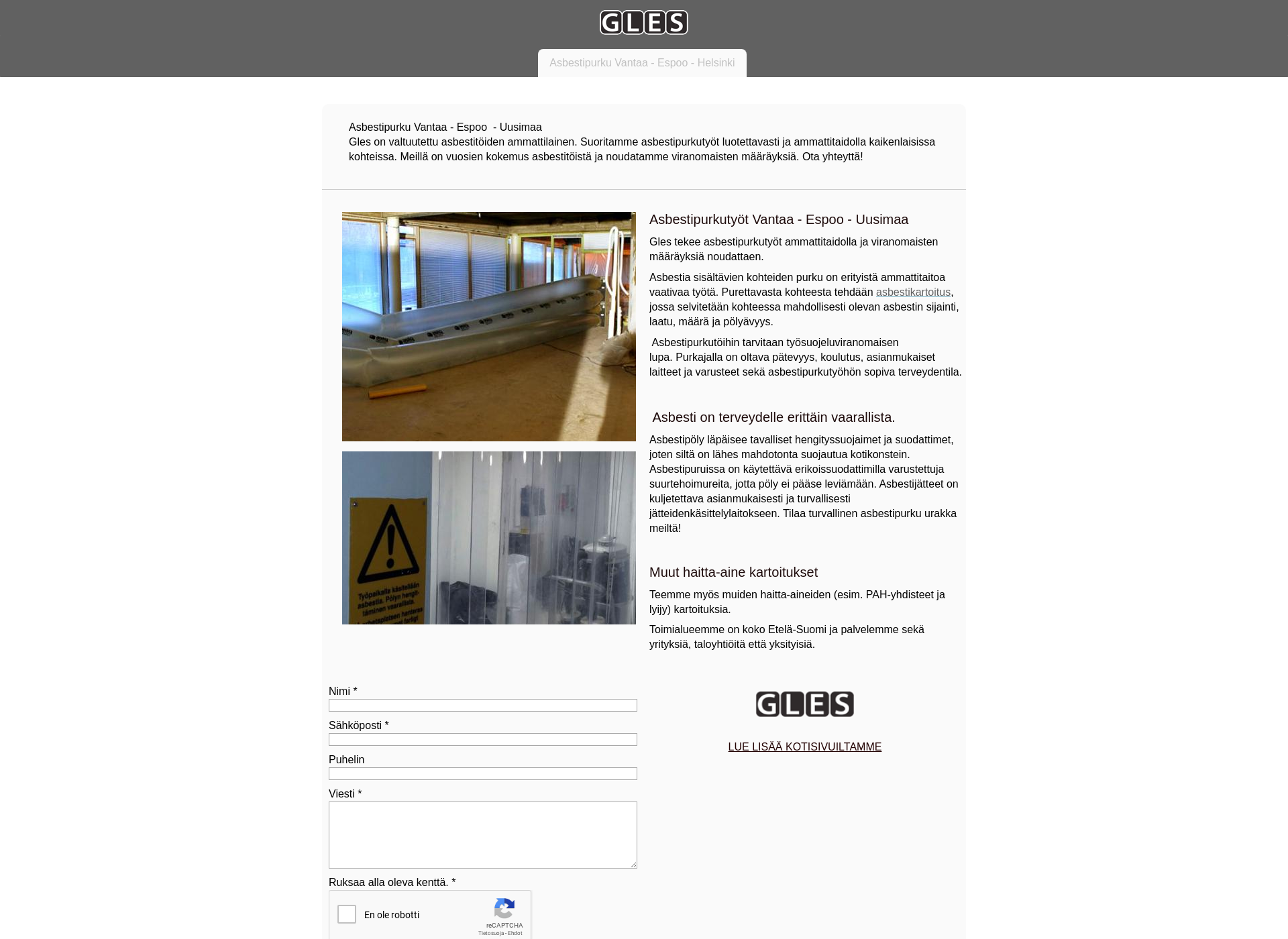 Screenshot for asbestipurku-vantaa.fi
