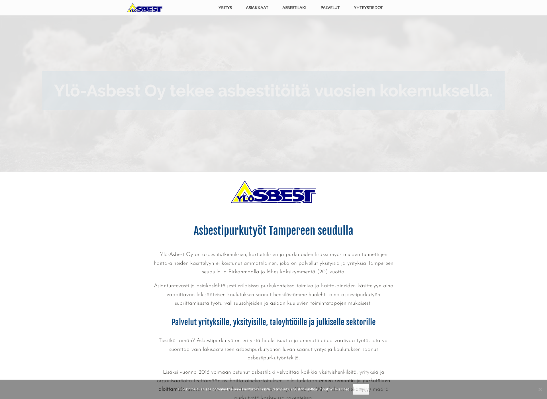 Skärmdump för asbestipurkutampere.fi