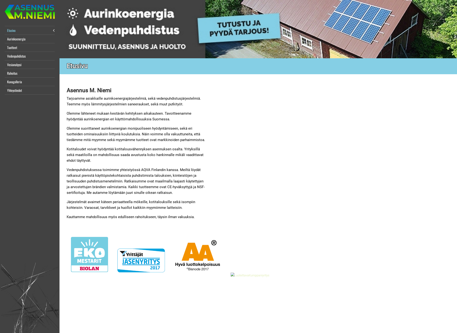 Screenshot for asennusmniemi.fi