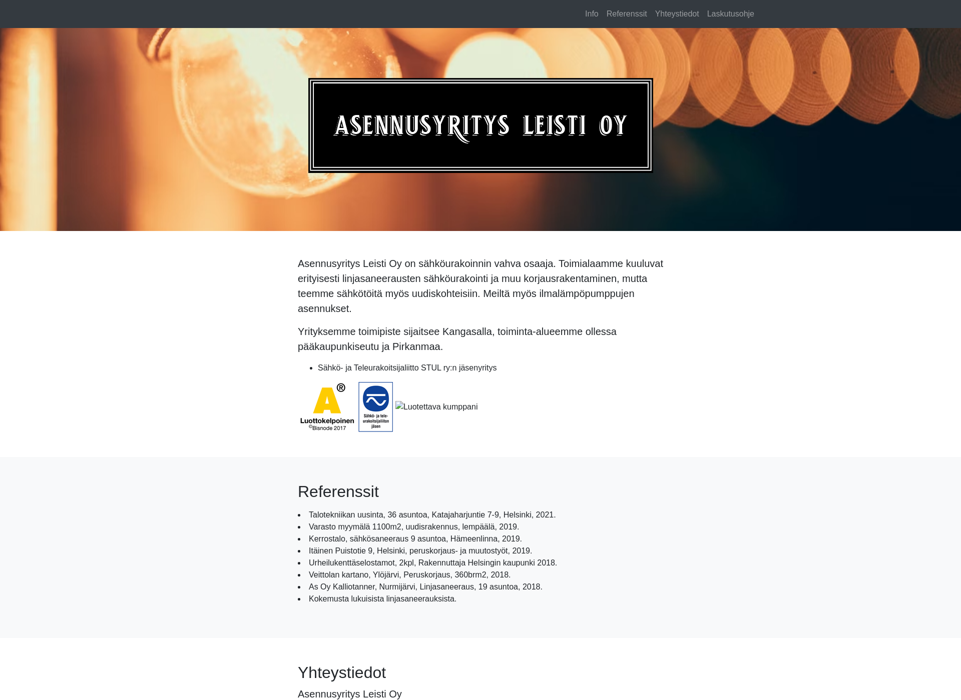 Skärmdump för asennusyritys.fi