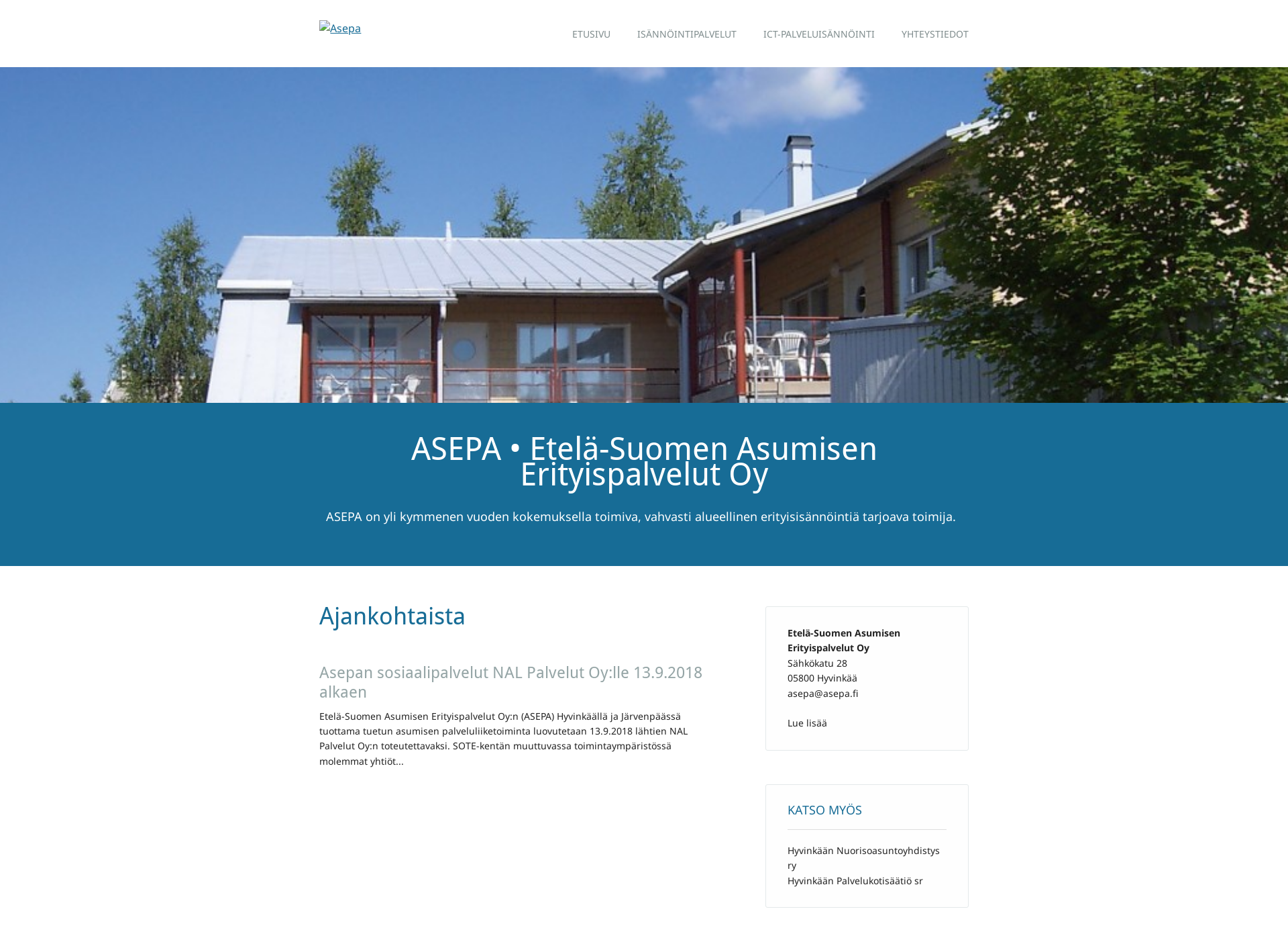 Skärmdump för asepa.fi