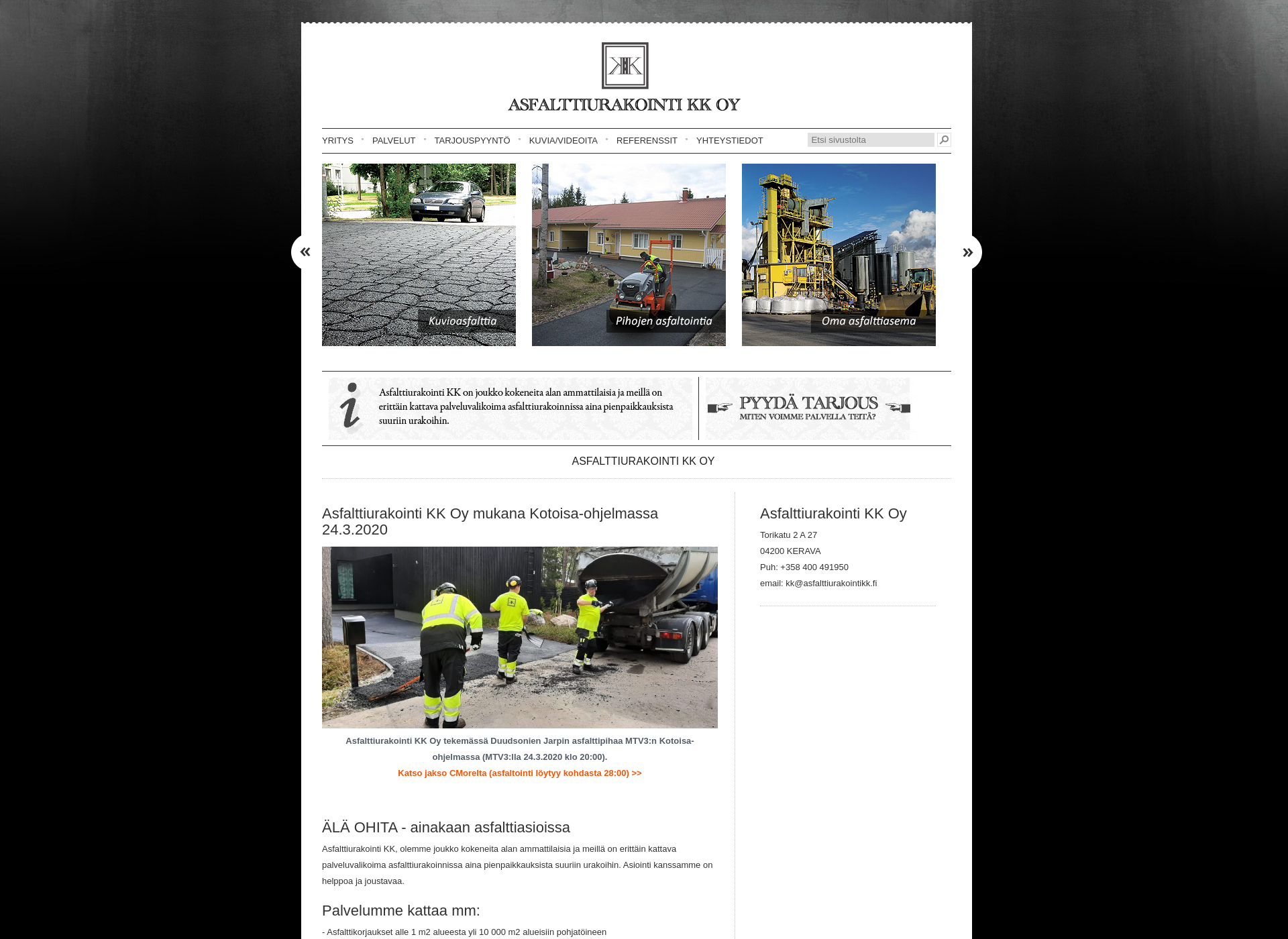 Skärmdump för asfalttiurakointikk.fi