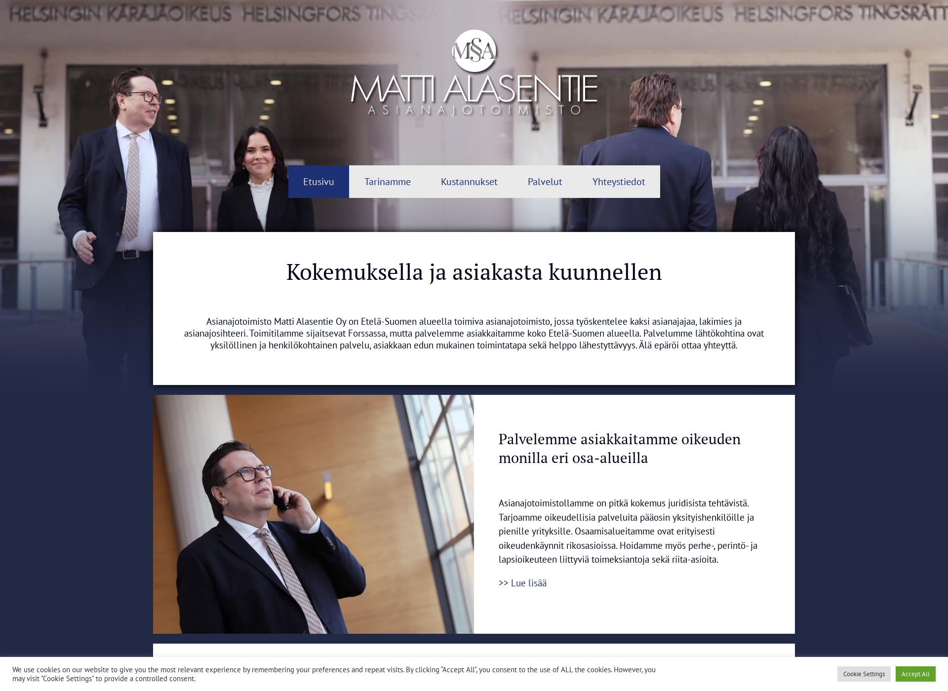 Skärmdump för asianajoalasentie.fi
