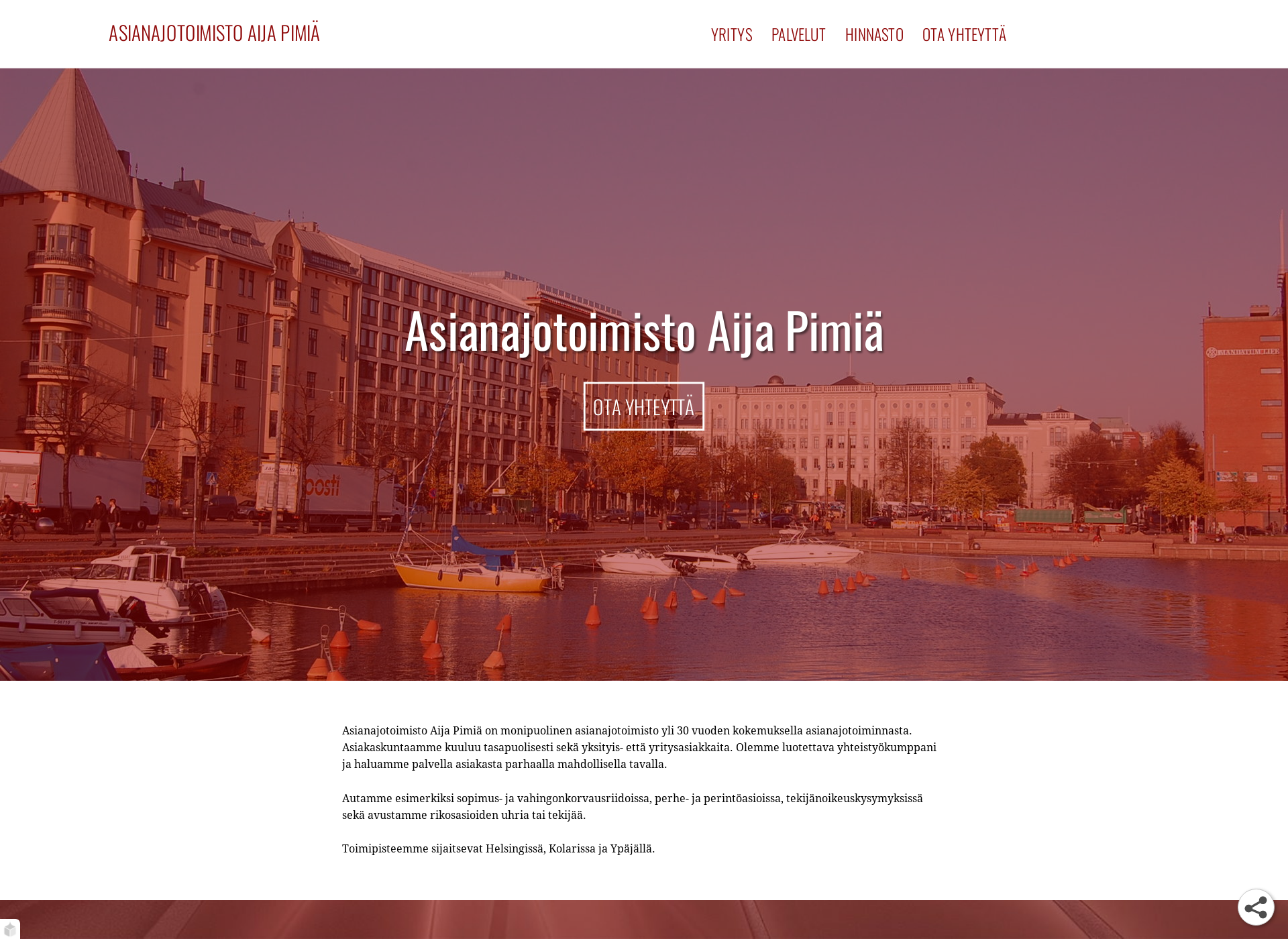 Skärmdump för asianajotoimistoaijapimia.fi