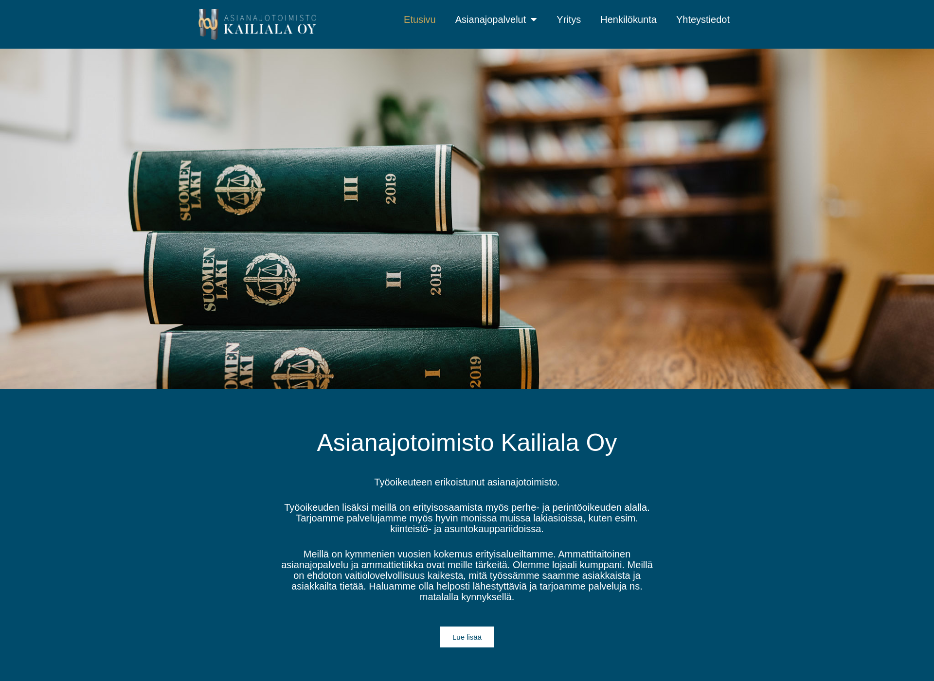 Skärmdump för asianajotoimistokailiala.fi