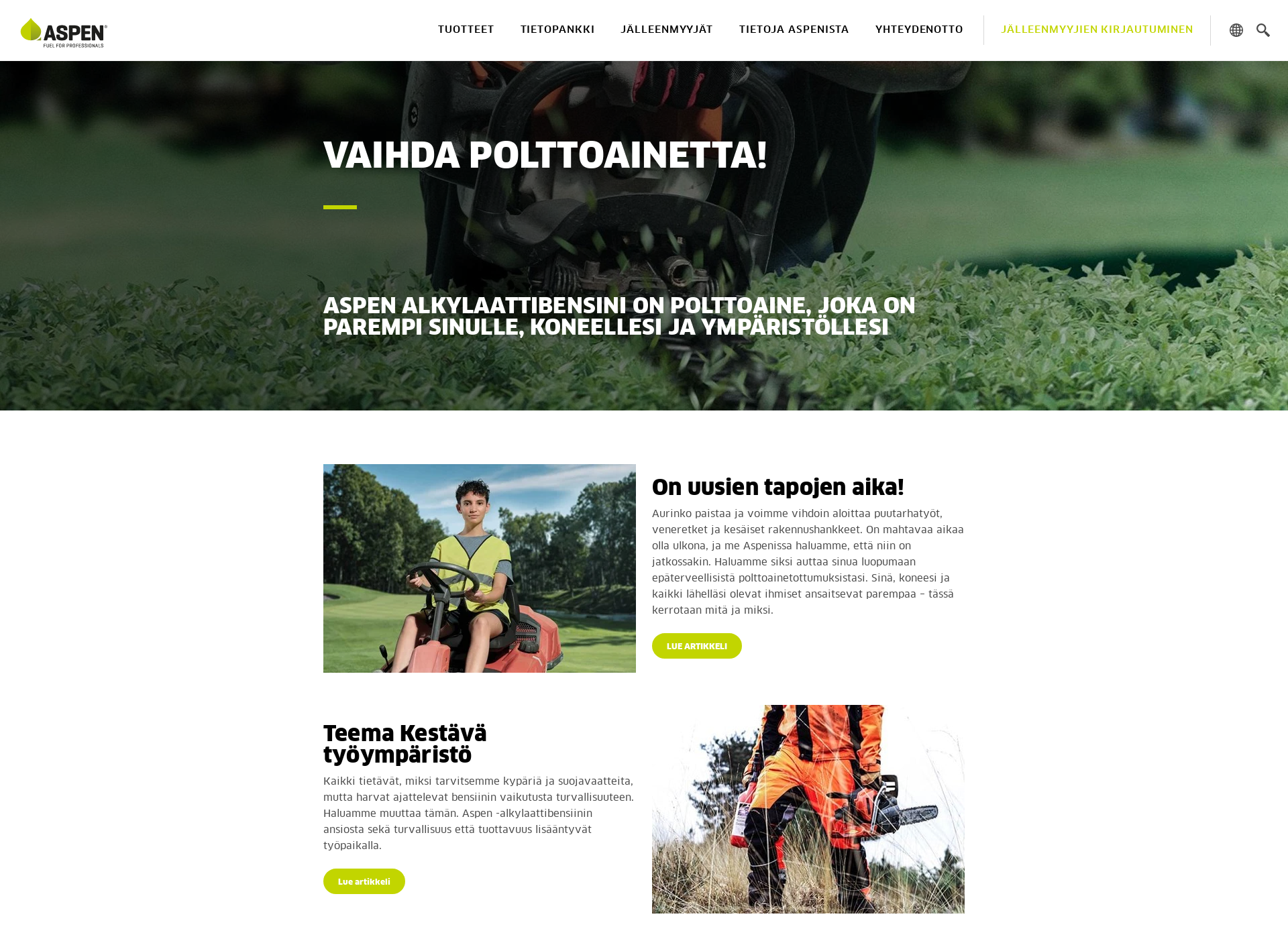 Skärmdump för aspenfuels.fi