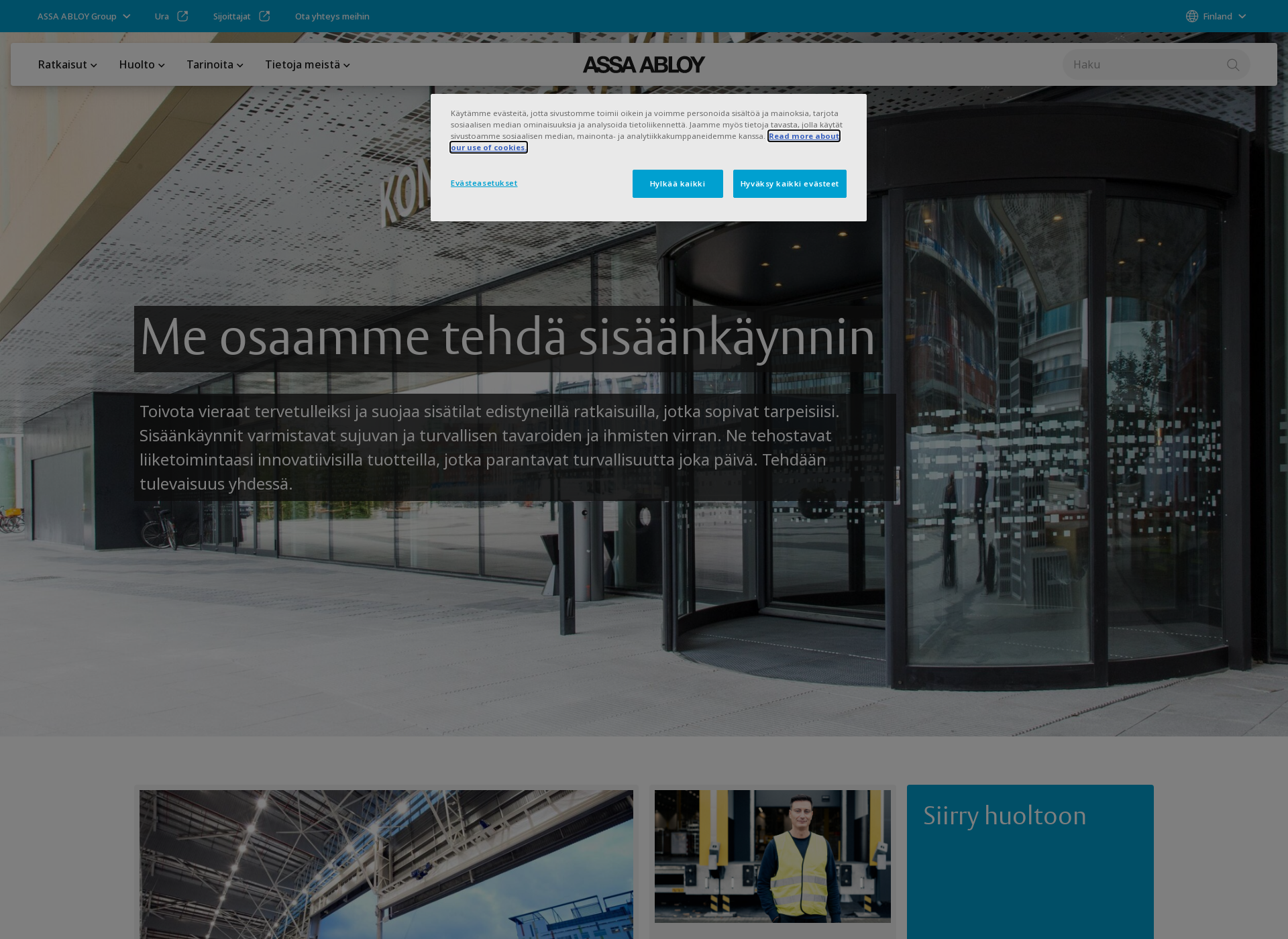 Skärmdump för assaabloyentrance.fi