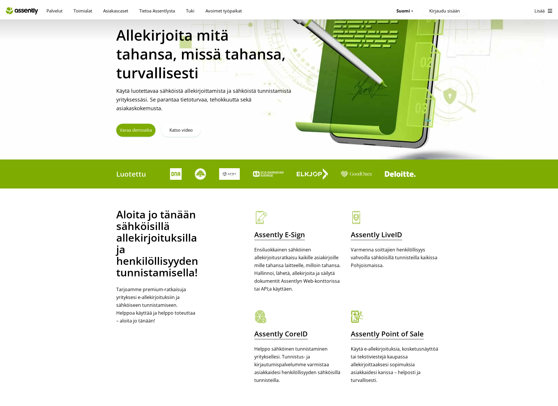 Skärmdump för assently.fi