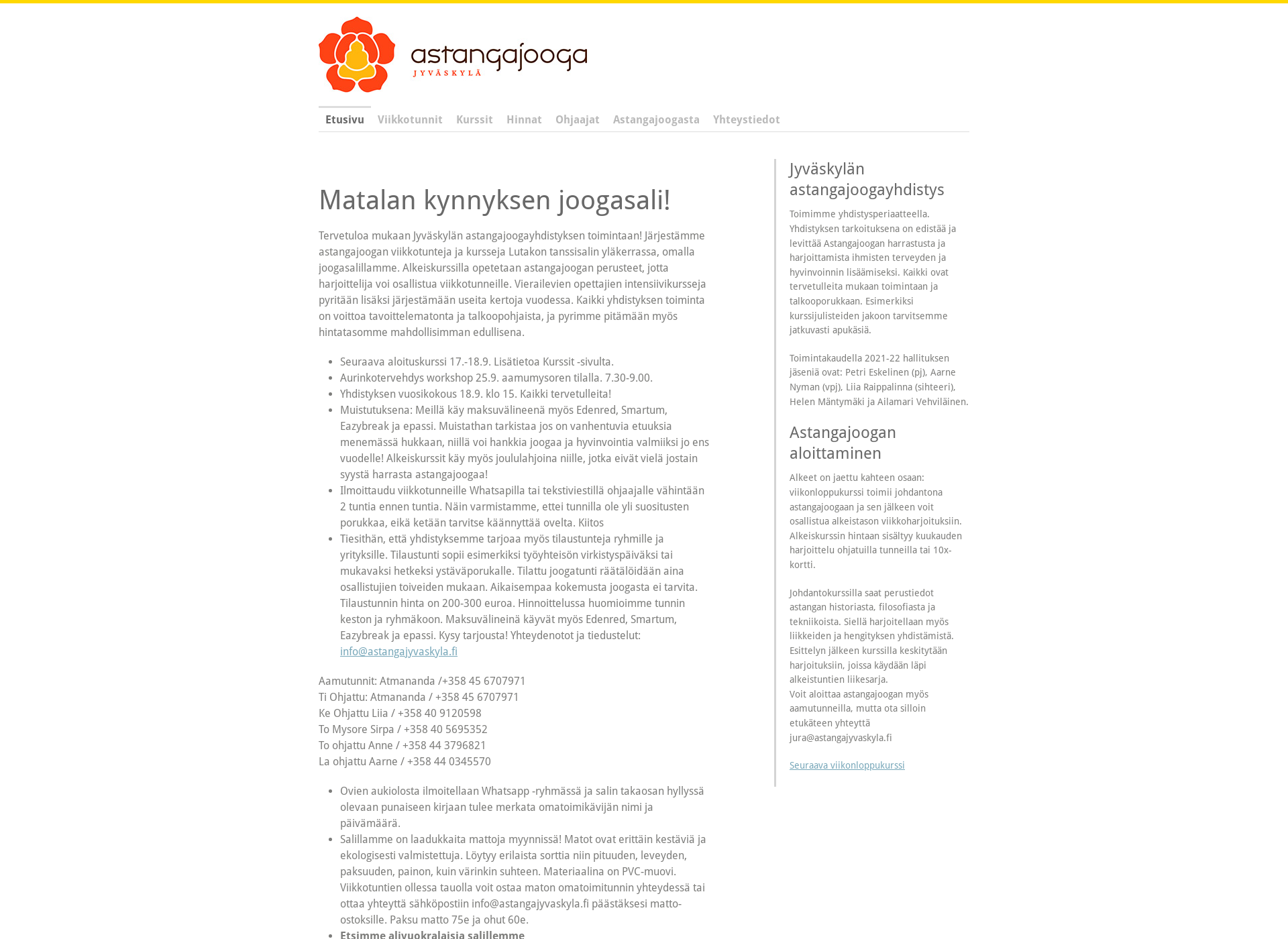 Skärmdump för astangajyvaskyla.fi