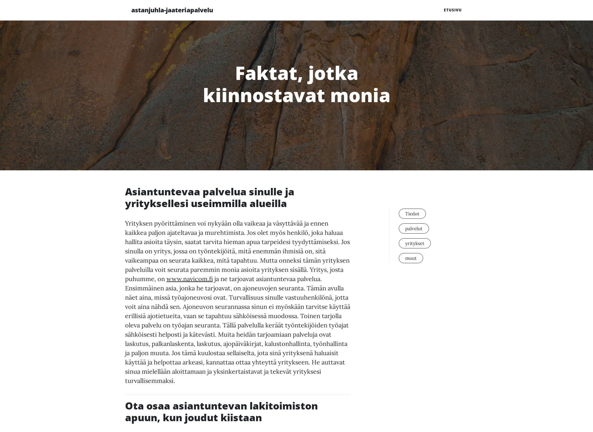 Skärmdump för astanjuhla-jaateriapalvelu.fi