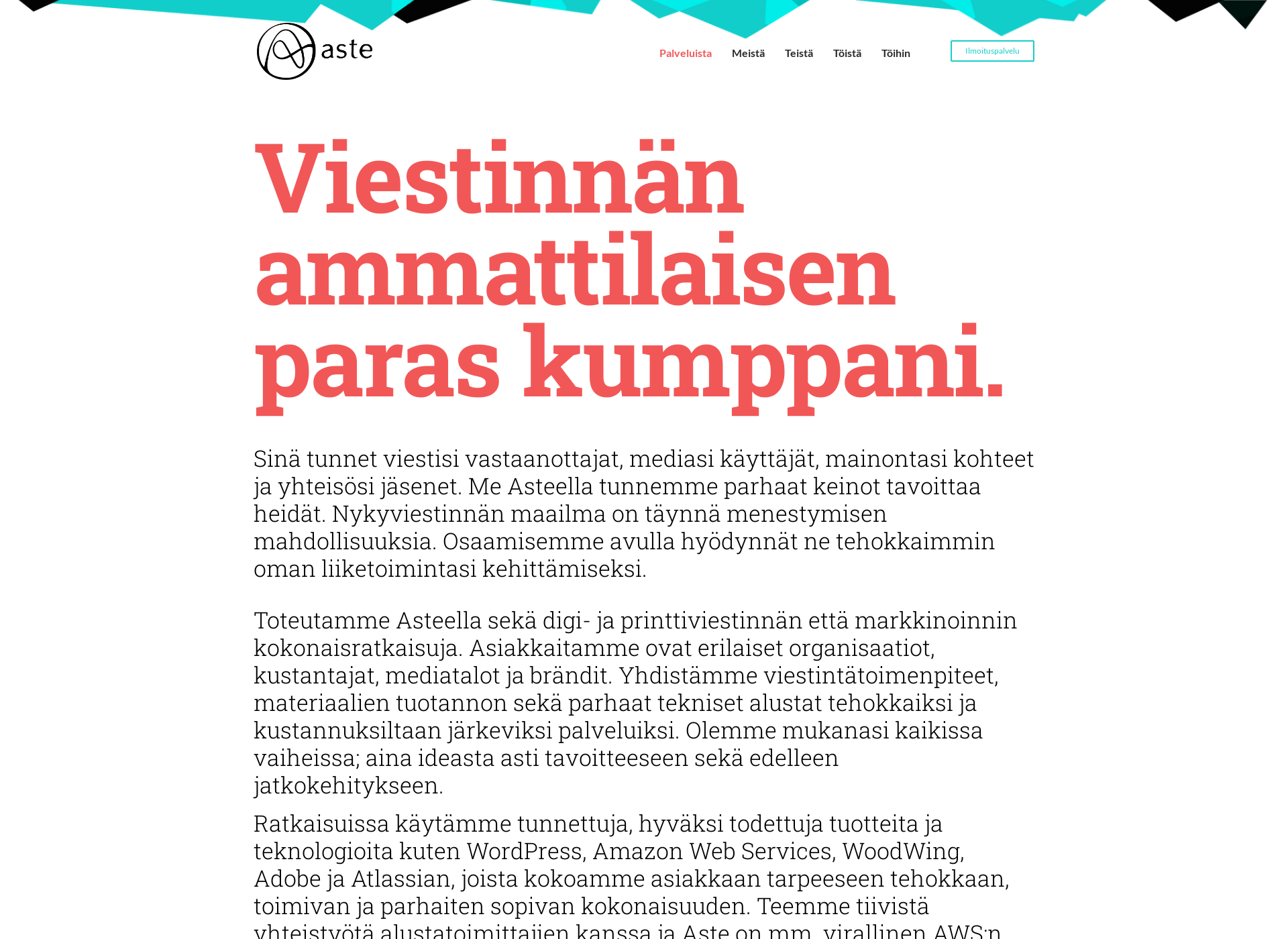 Skärmdump för astehelsinki.fi