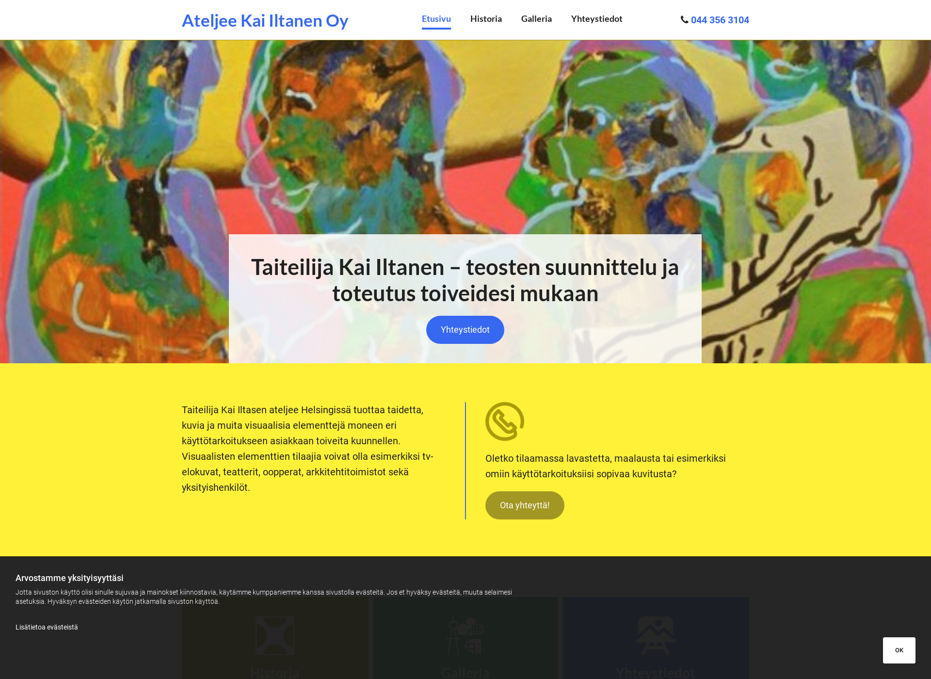 Skärmdump för ateljeekaiiltanen.fi