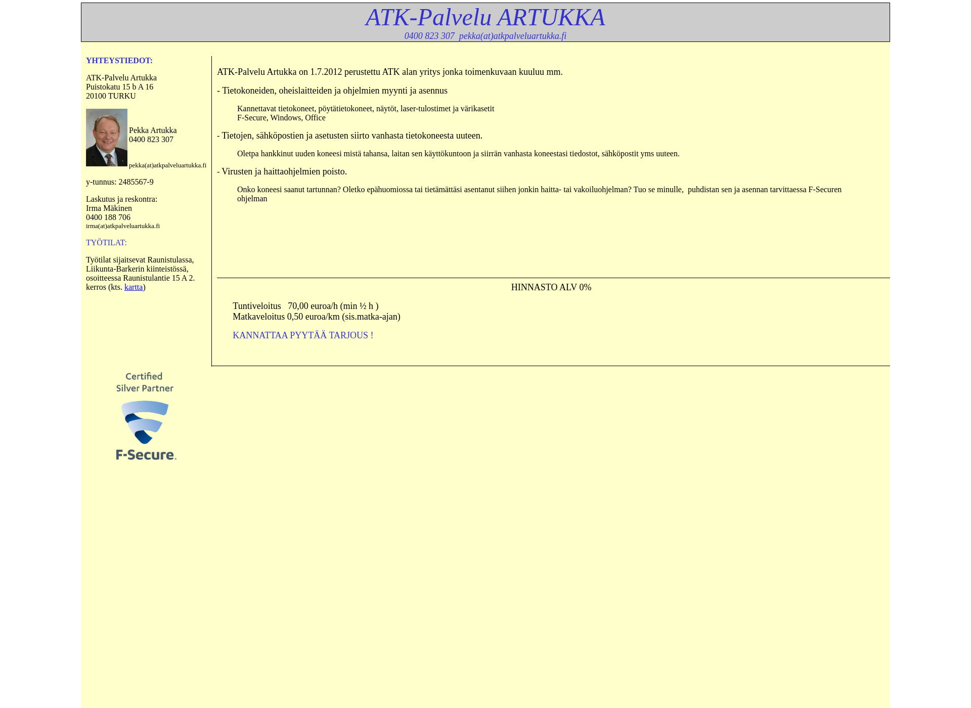 Screenshot for atkpalveluartukka.fi