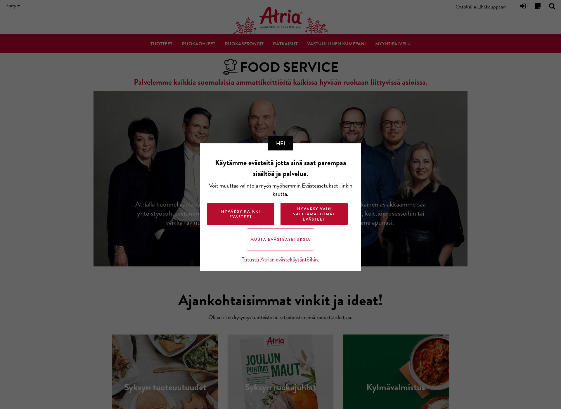 Screenshot for atriafoodservice.fi