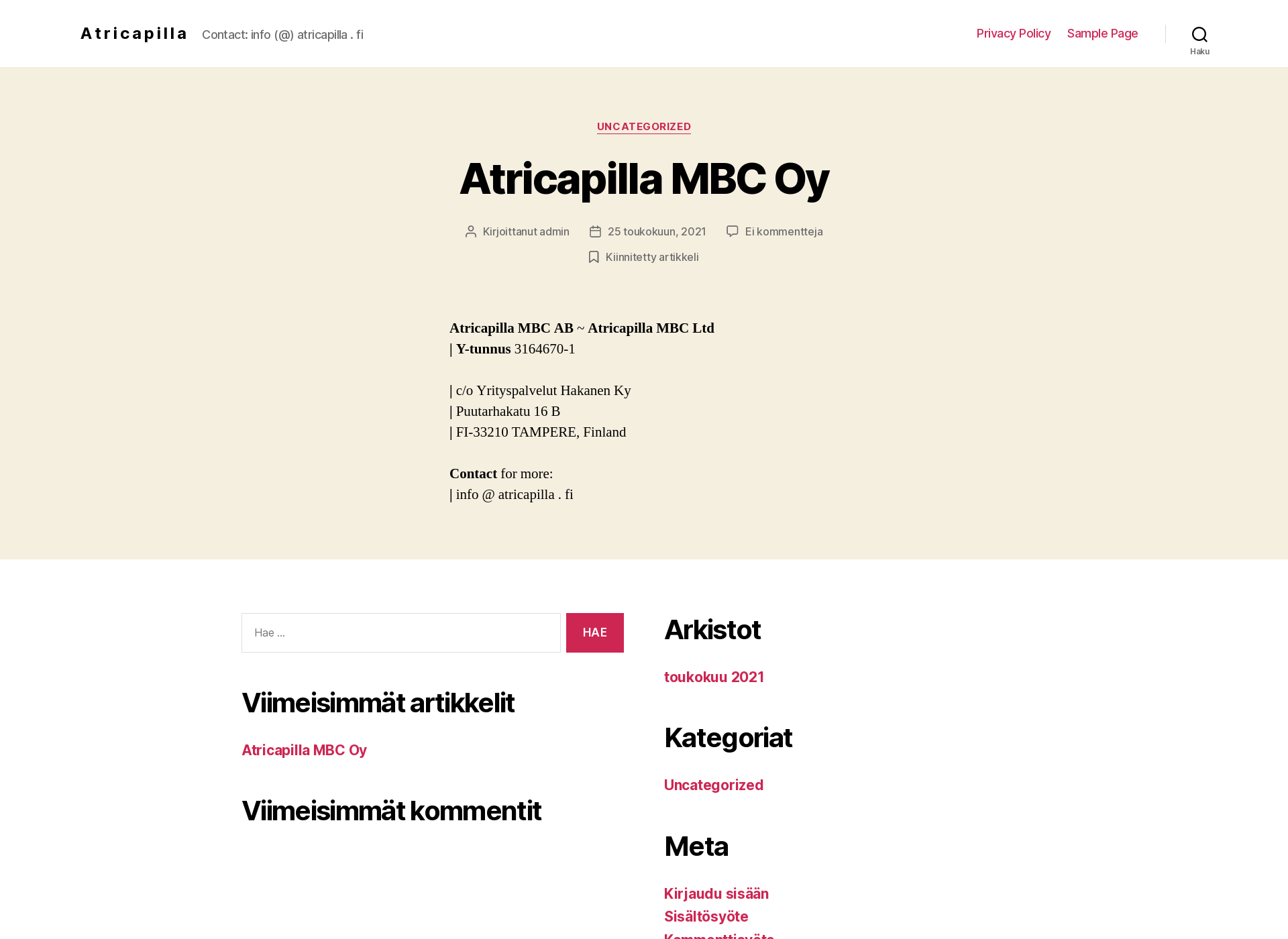 Screenshot for atricapilla.fi