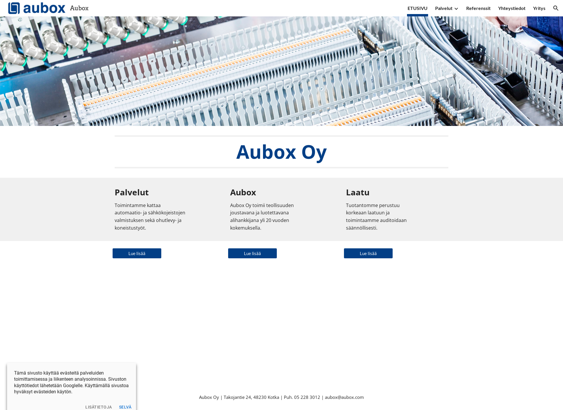 Skärmdump för aubox.fi