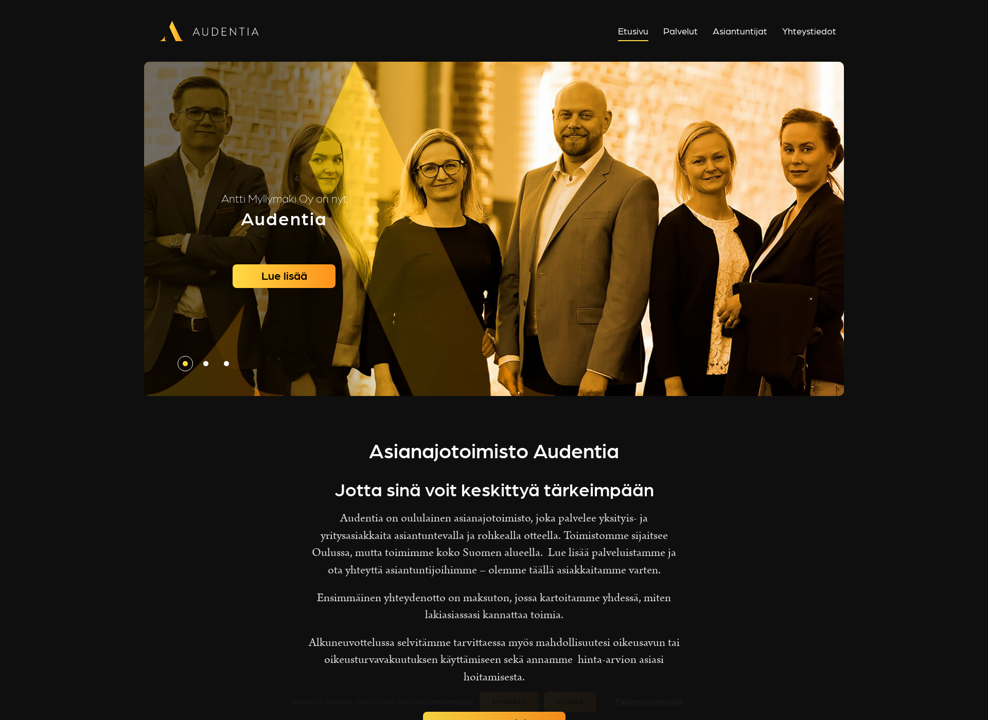 Skärmdump för audentia.fi