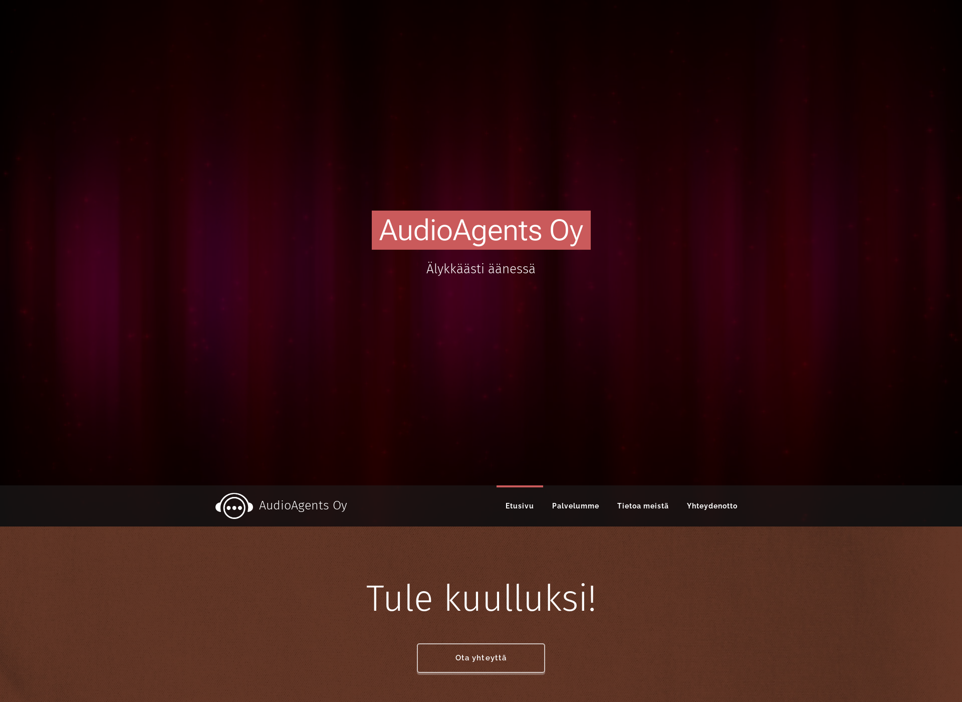 Skärmdump för audioagents.fi