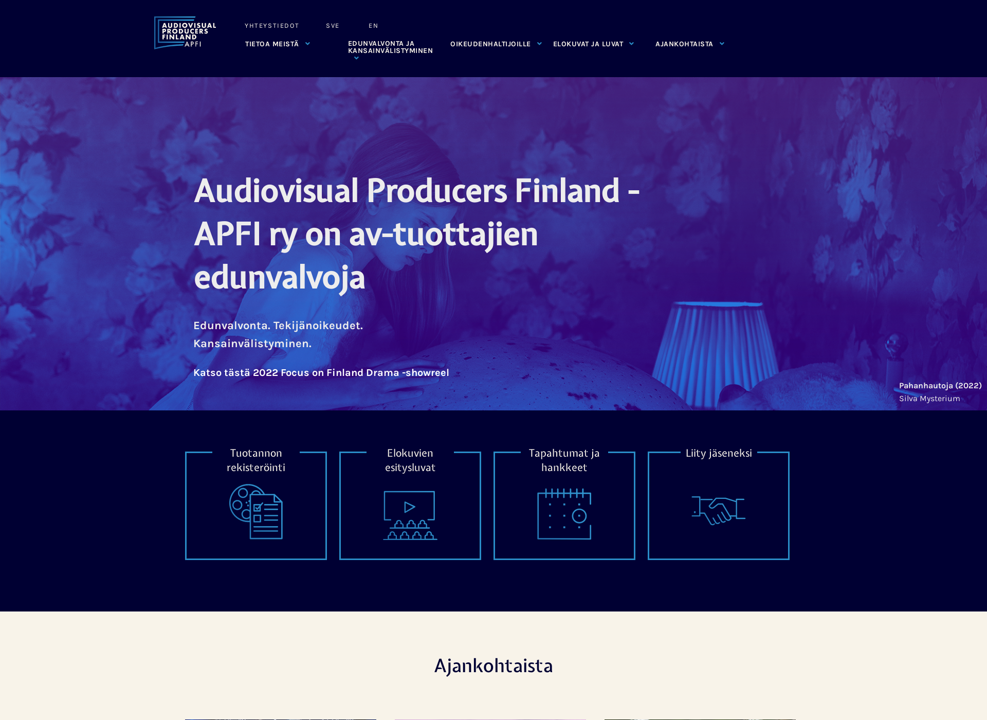 Skärmdump för audiovisualfinland.fi