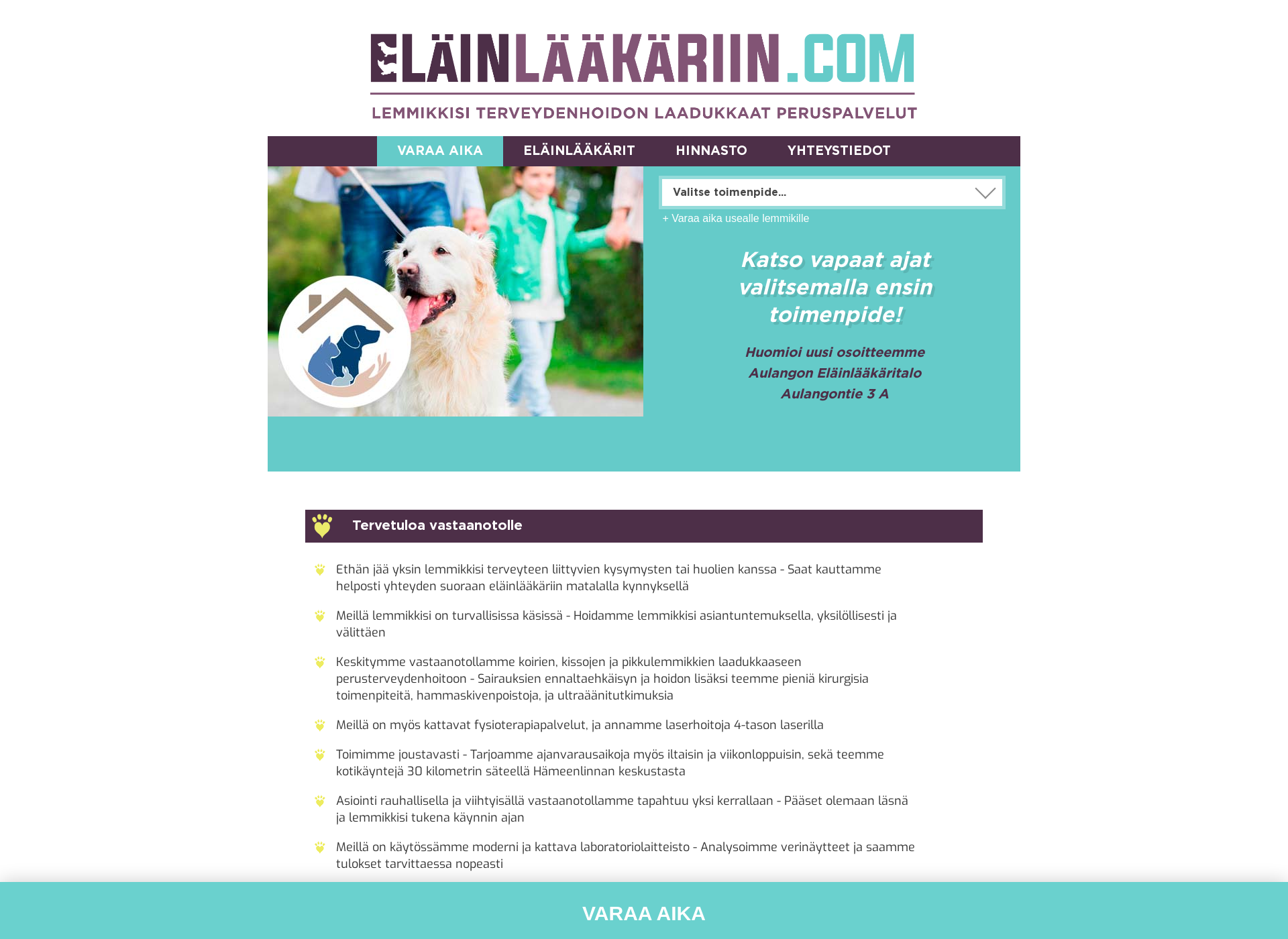 Screenshot for aulangoneläinlääkäritalo.fi