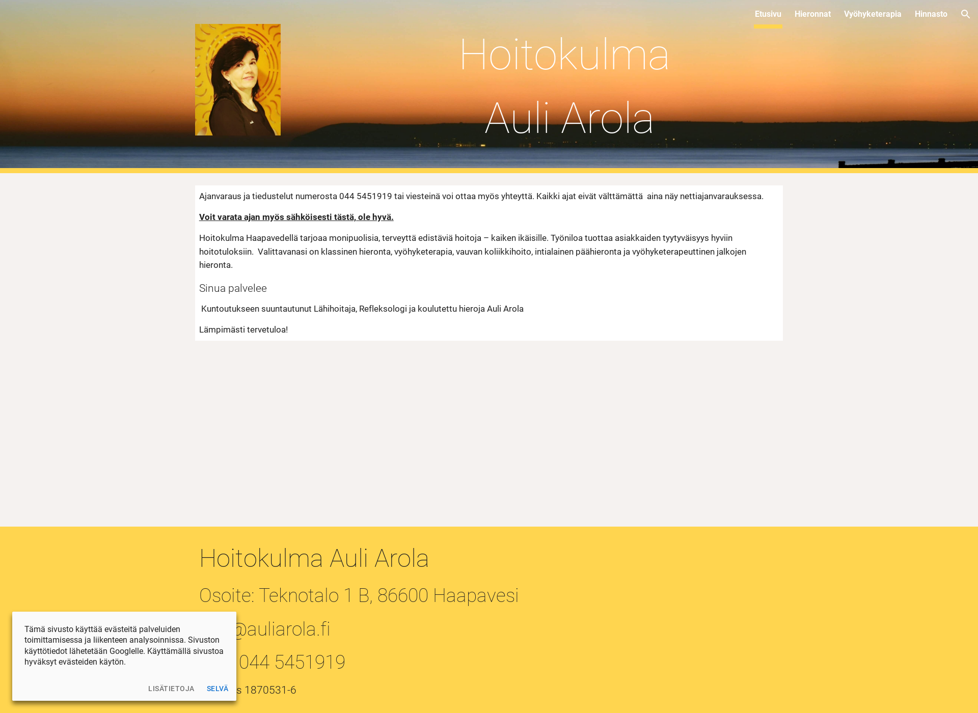 Skärmdump för auliarola.fi