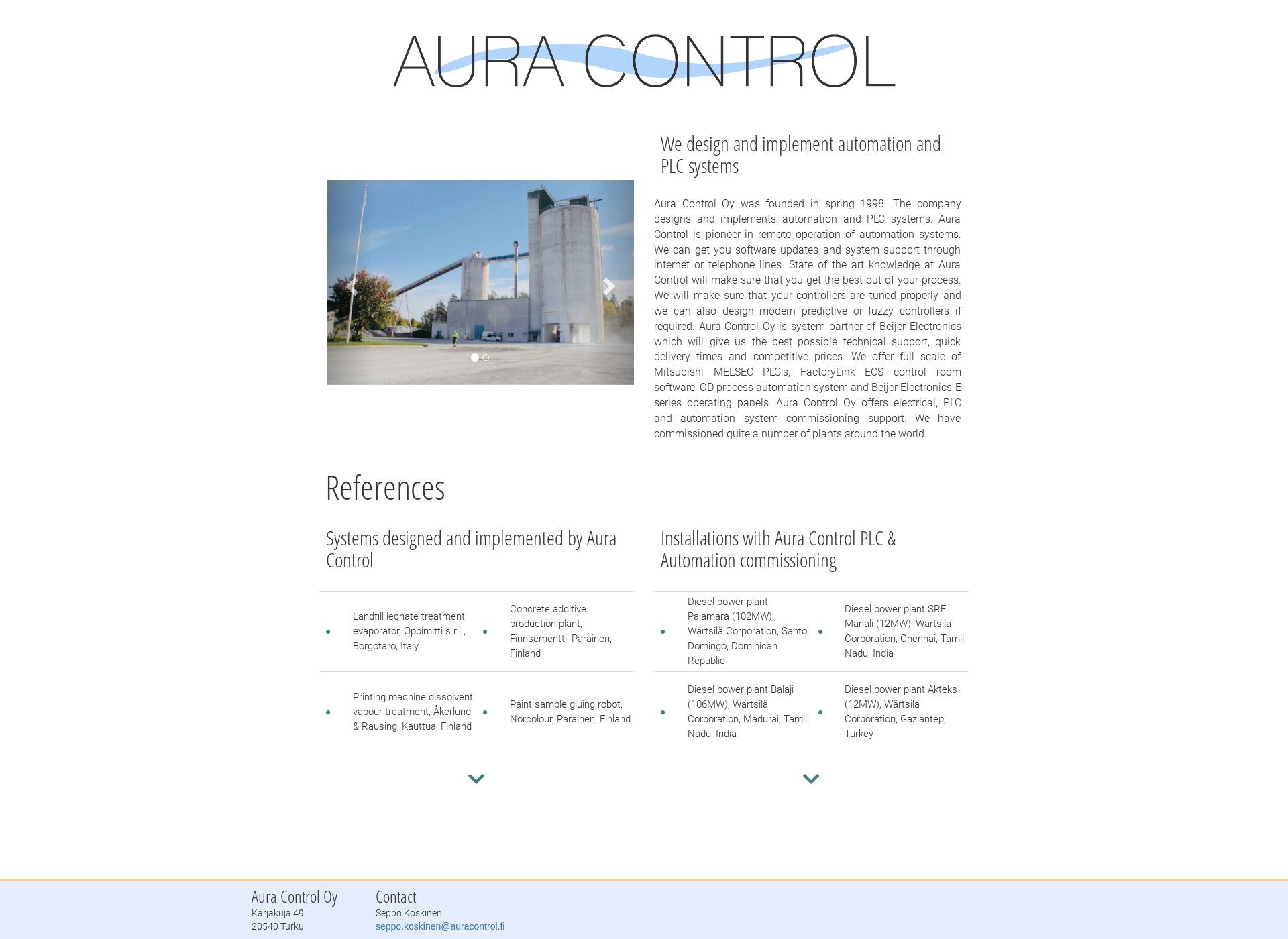 Skärmdump för auracontrol.fi