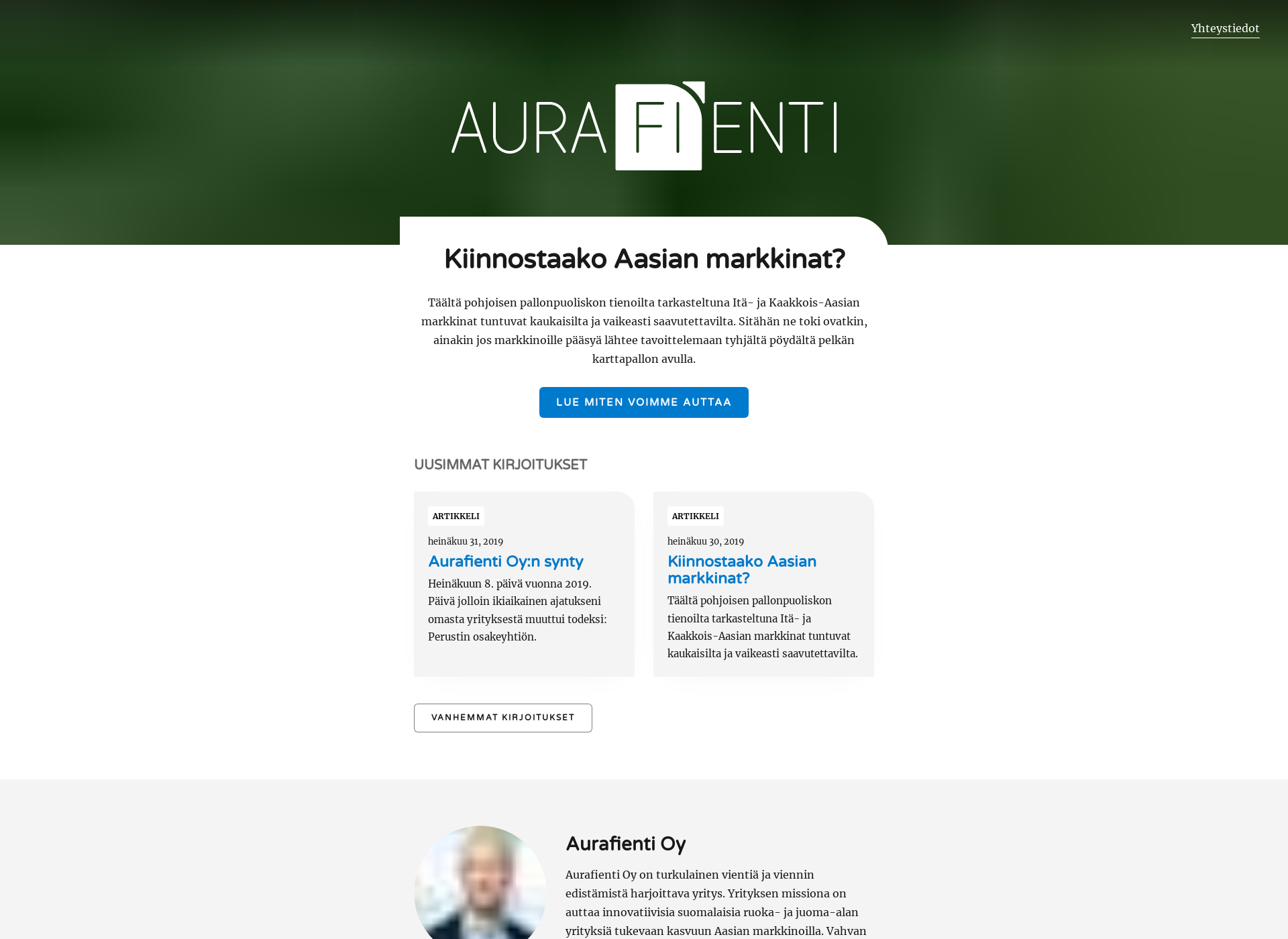 Skärmdump för aurafienti.fi
