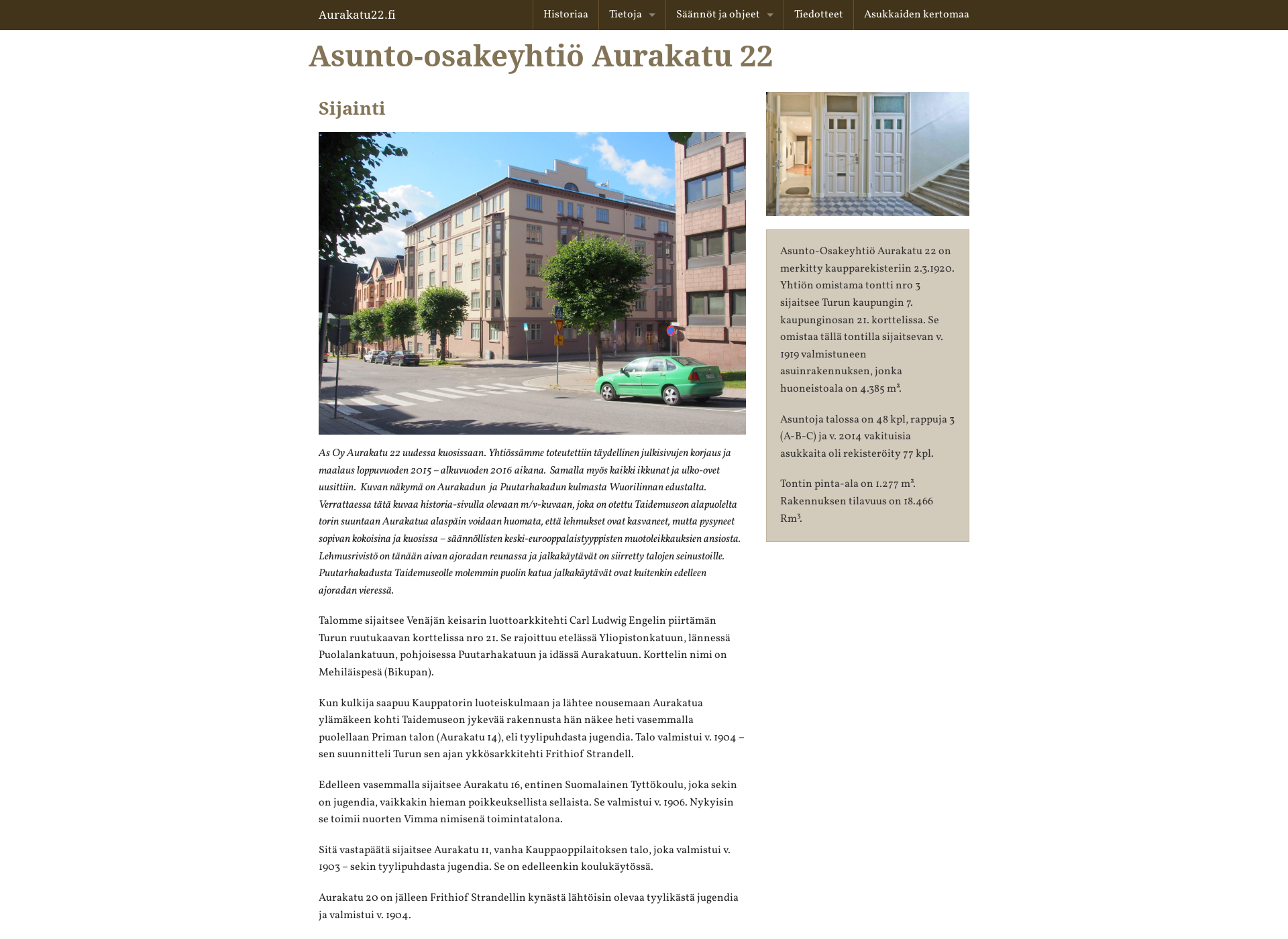Skärmdump för aurakatu22.fi