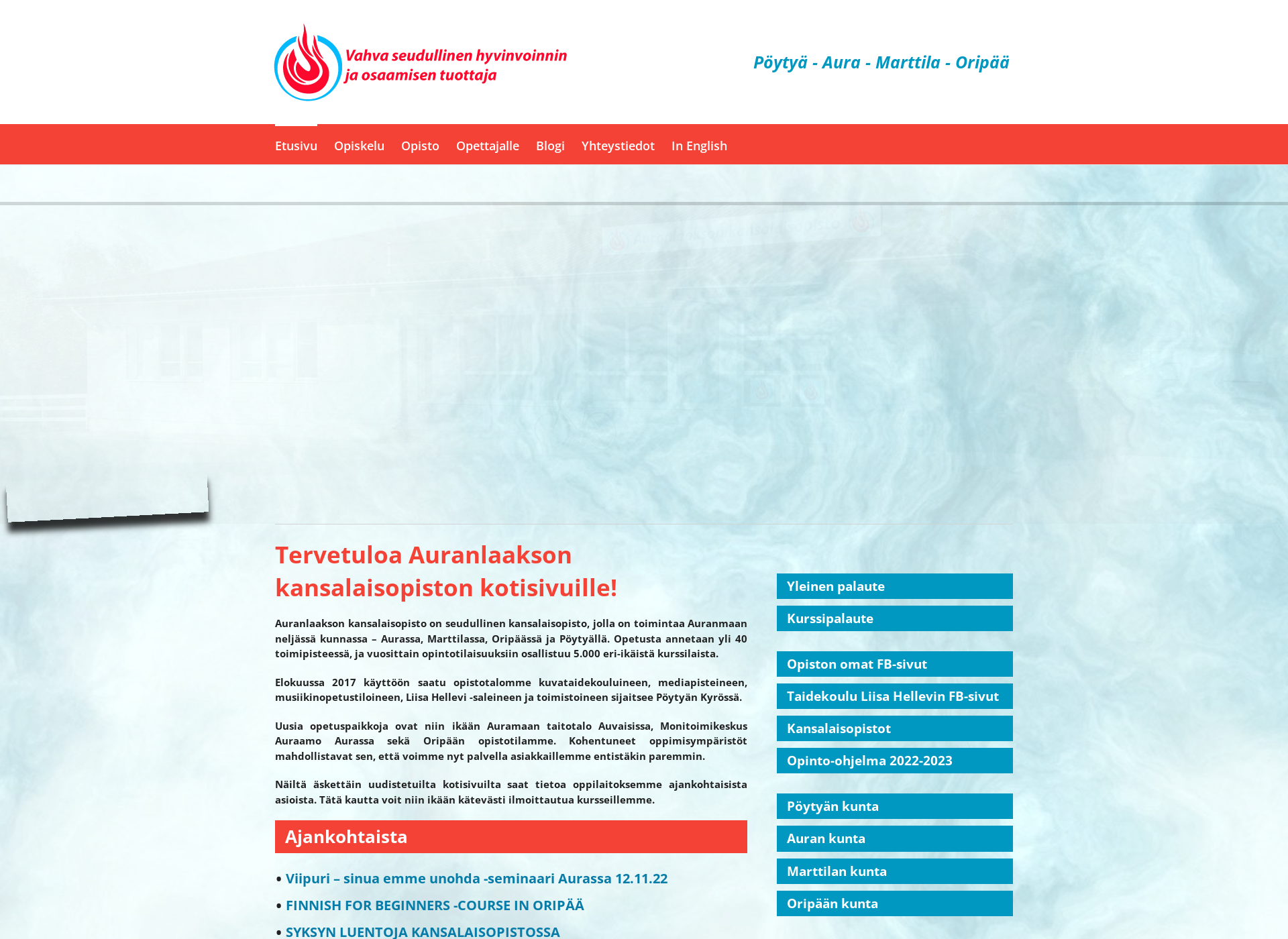 Screenshot for auranlaaksonkansalaisopisto.fi