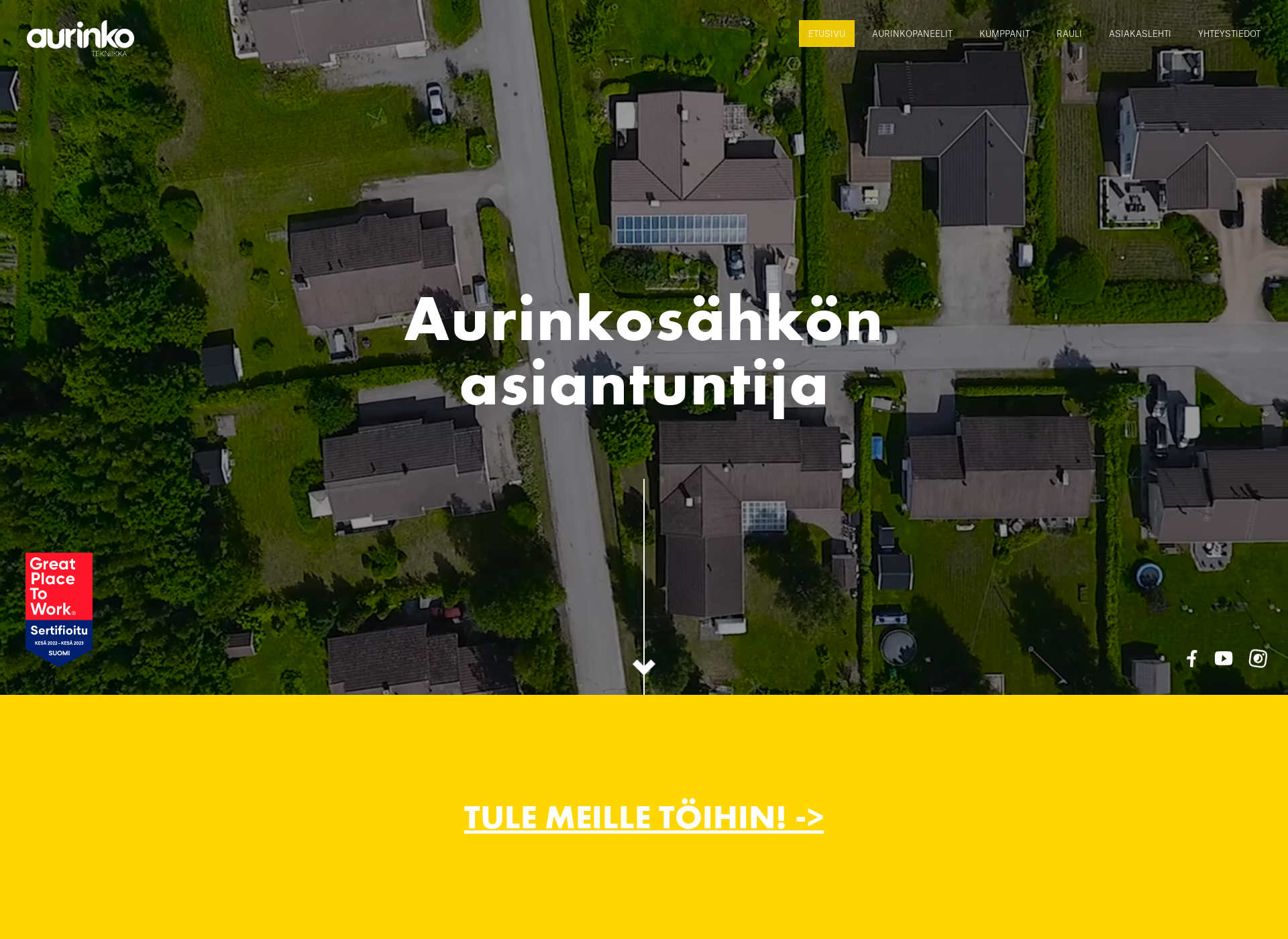 Skärmdump för aurinkoenergiaa.fi